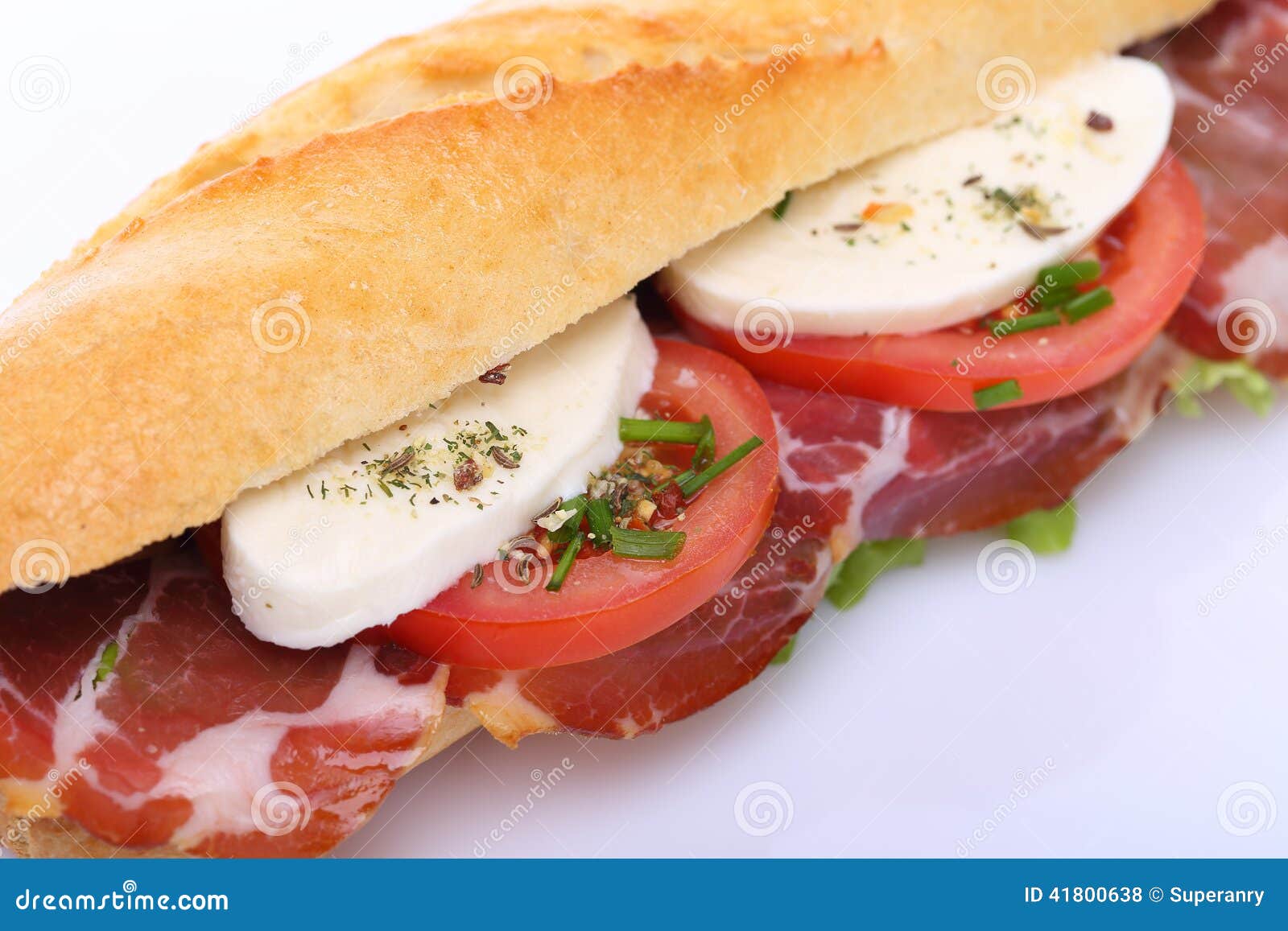 Sandwich with Ham, Mozzarella and Tomato Stock Photo Image of cured
