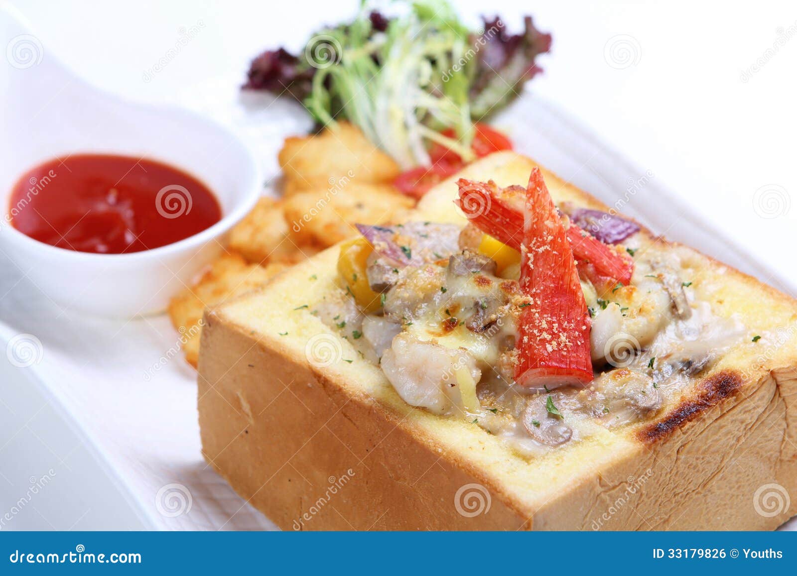 Sandwich with ketchup stock photo. Image of hamburger 33179826