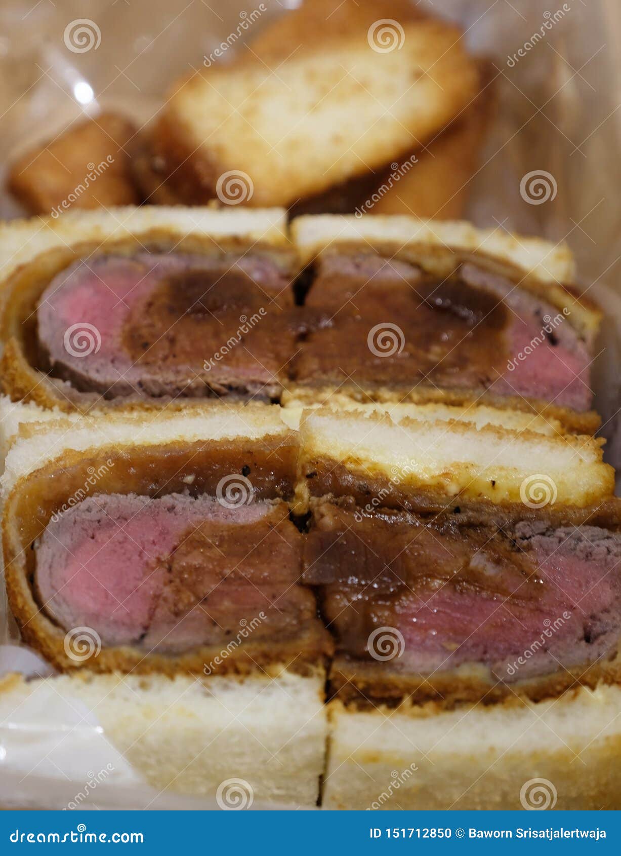 Sandwich Kobe Beef with Sweet Sauce Stock Photo Image of snack, bread