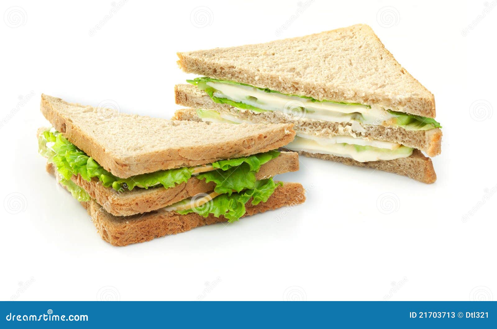 Sandwich With Lettuce, Cucumbers, Cheese, Chicken Stock Image Image