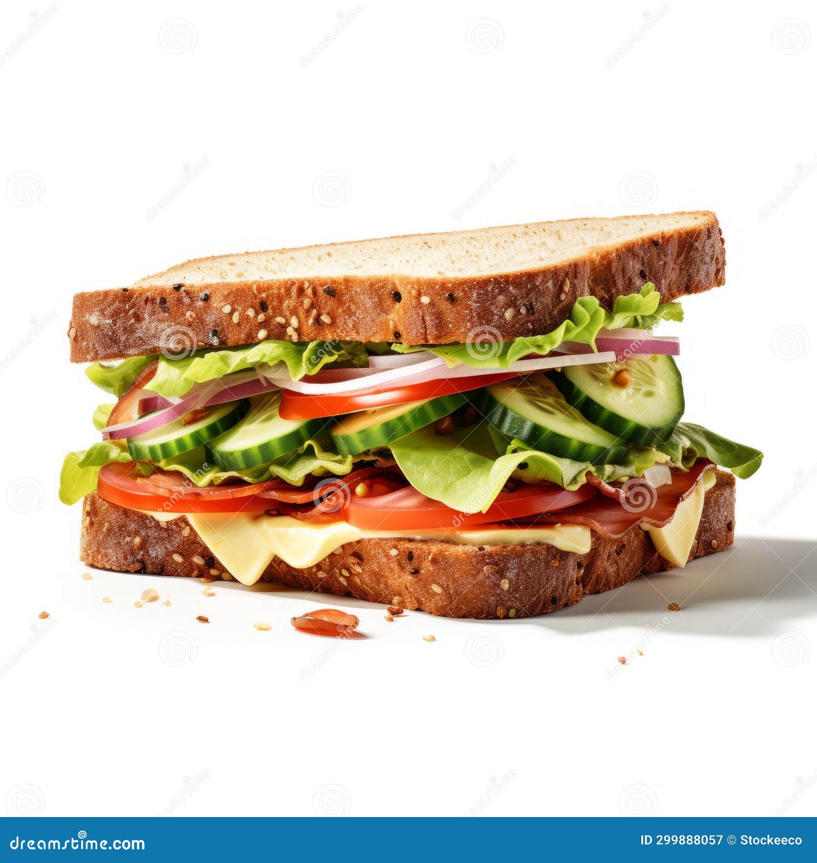 bold and vibrant sandwich with lettuce and tomato