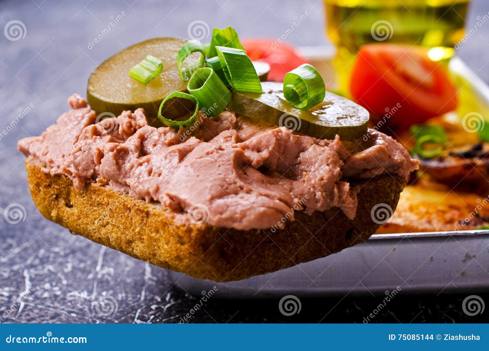 Sandwich with liver pate stock photo. Image of cucumber 75085144
