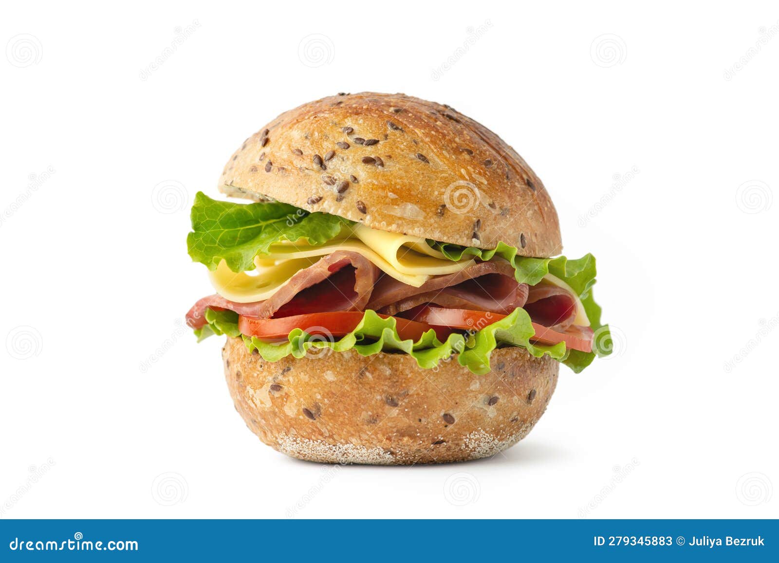 Sandwich with Meat, Cheese and Vegetables Stock Image Image of