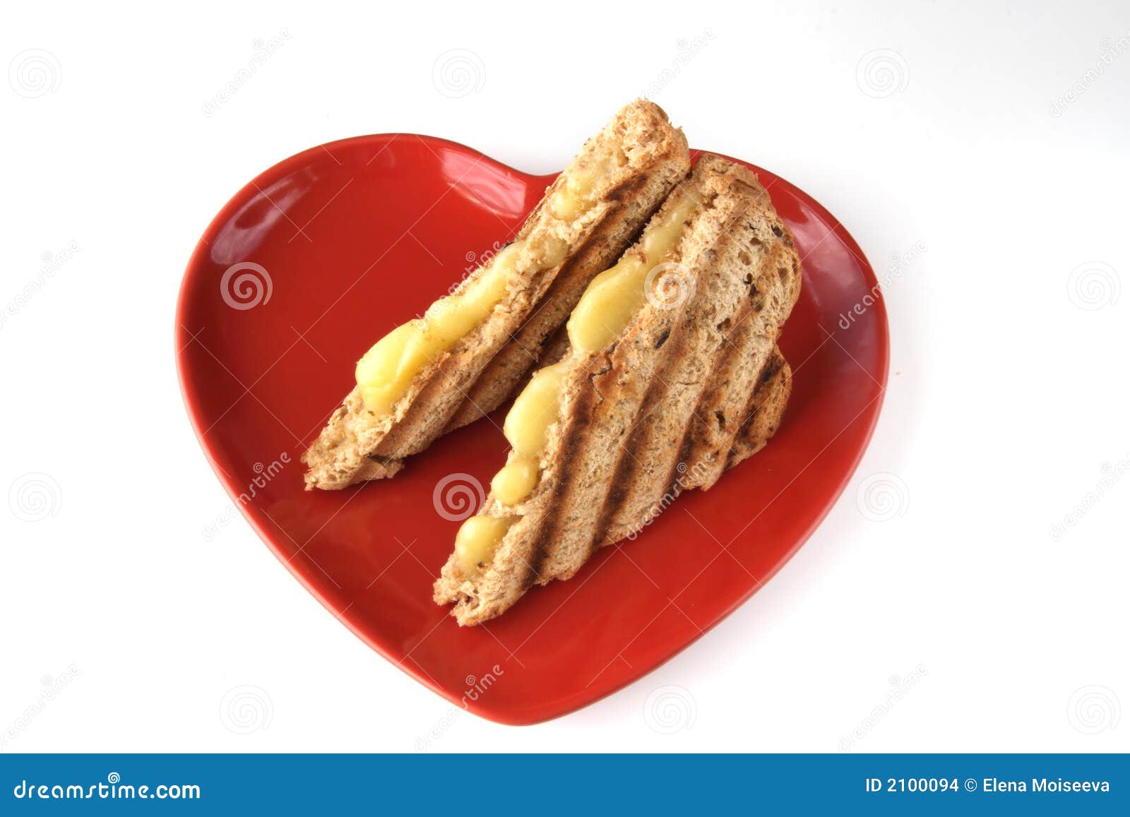 Sandwich with Melted Cheese on Heart Shape Plate Stock Photo Image of