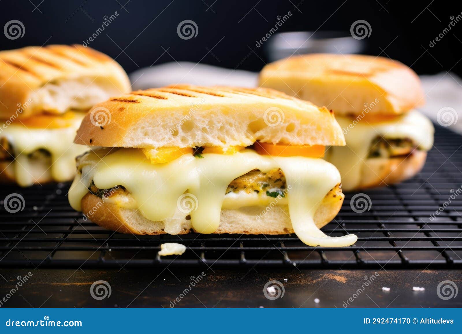 Sandwich with Melting Cheeses on a Cooling Rack Stock Photo Image of