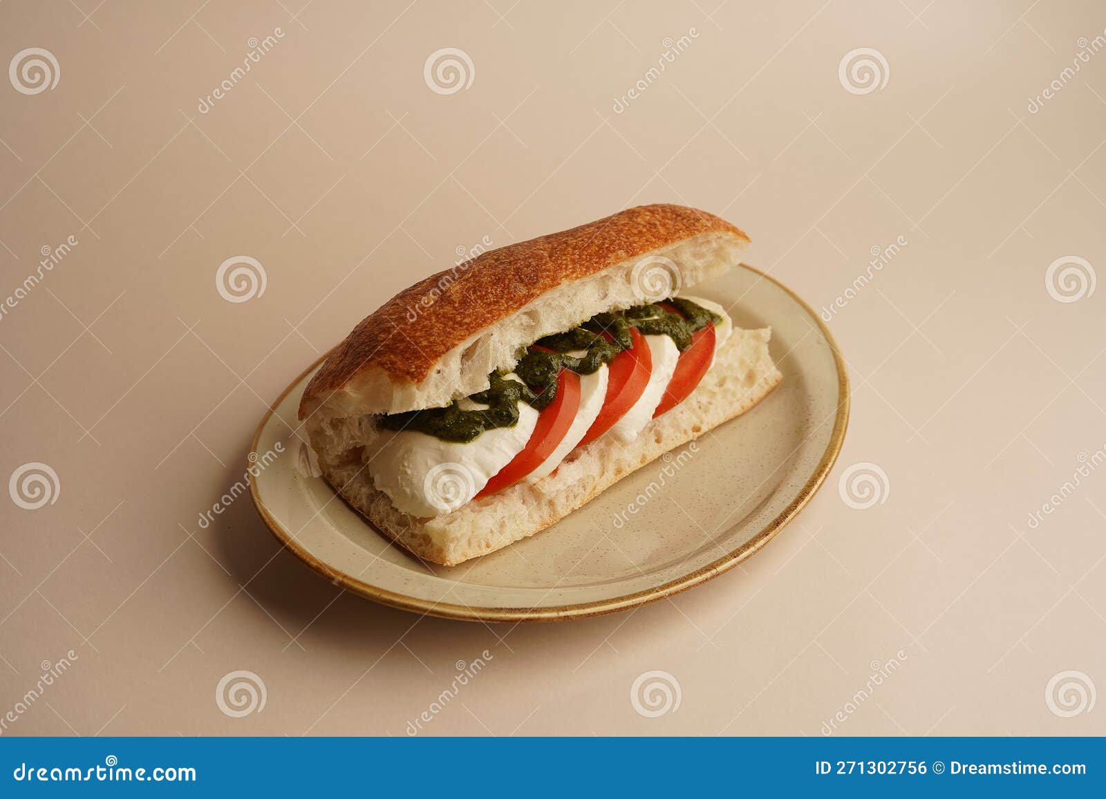 Sandwich with Mozzarella Cheese and Tomato Stock Photo Image of