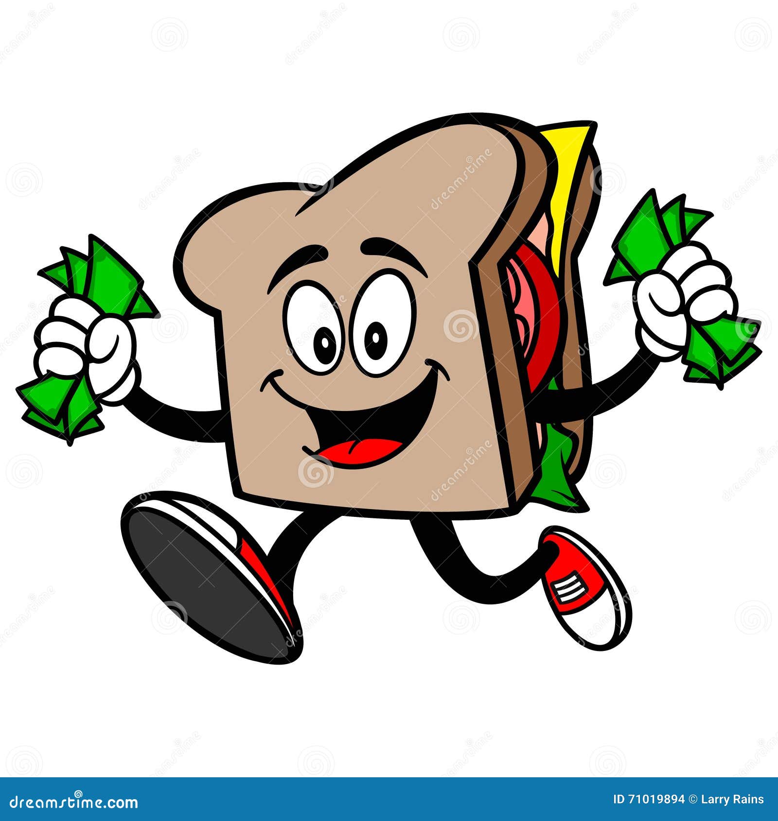 Sandwich Running with Money Stock Vector Illustration of sandwich