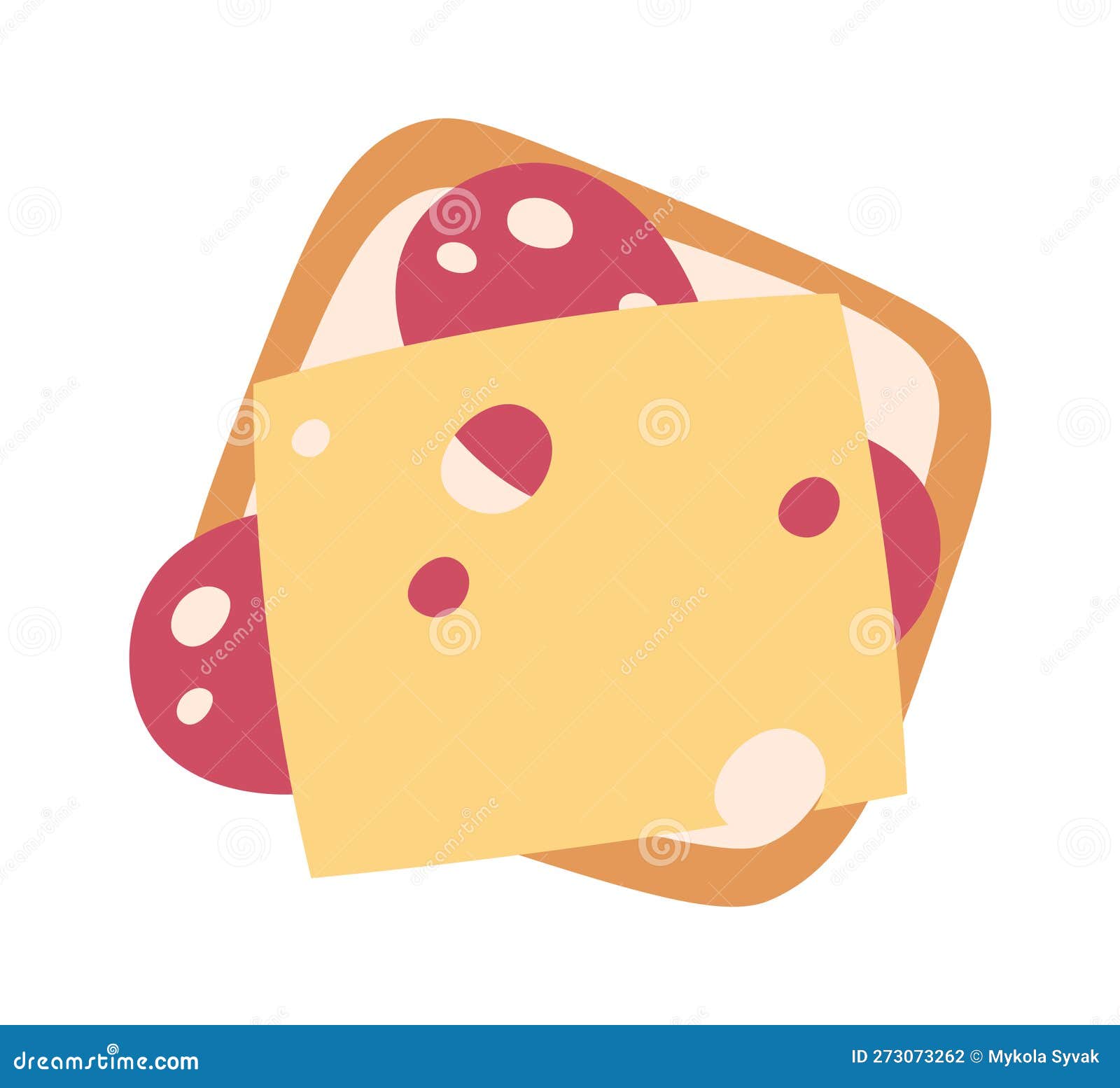 Sandwich with Salami and Cheese Stock Vector Illustration of sandwich