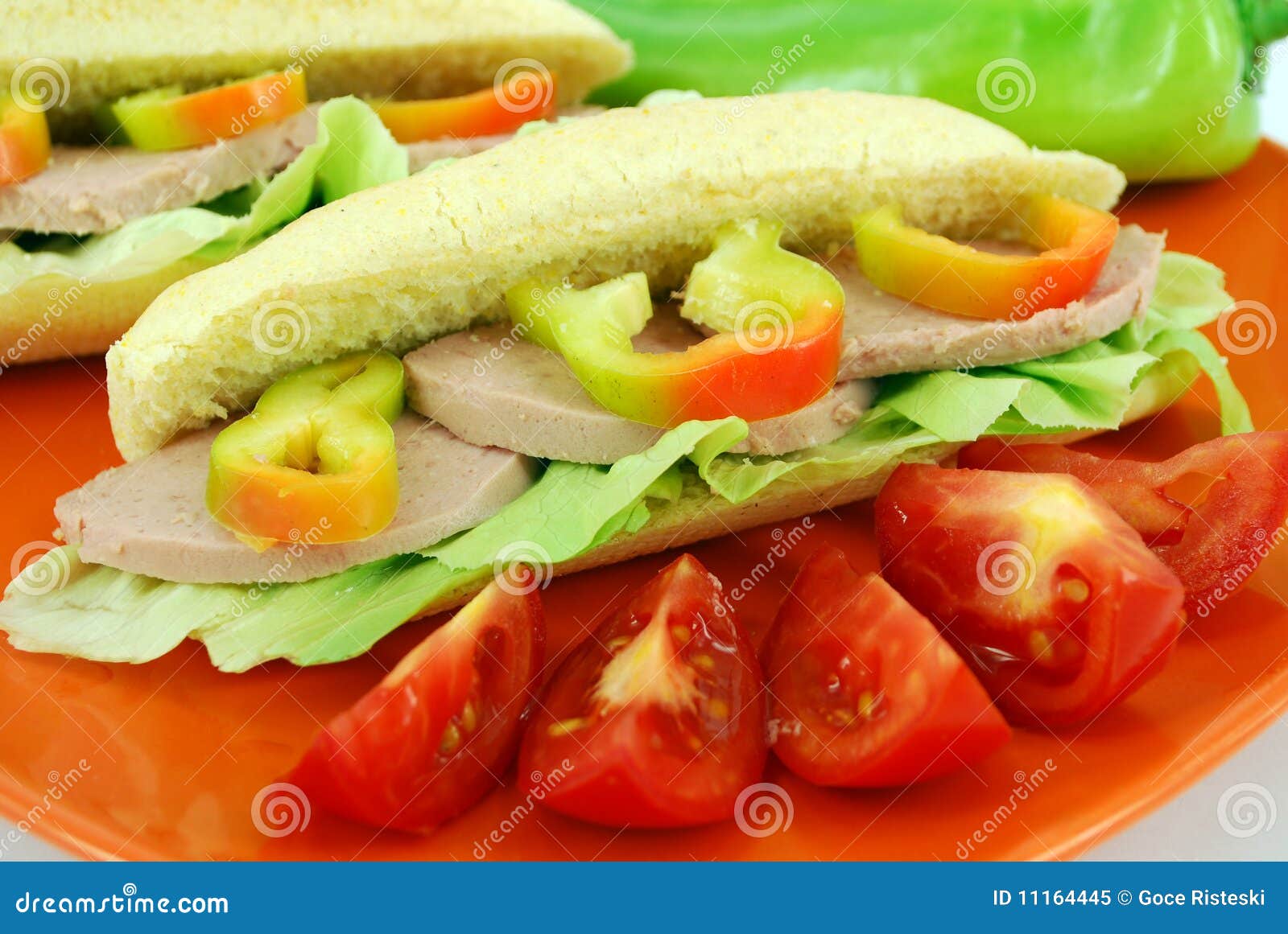 Sandwich with Salami and Salad Stock Image Image of pepper, color