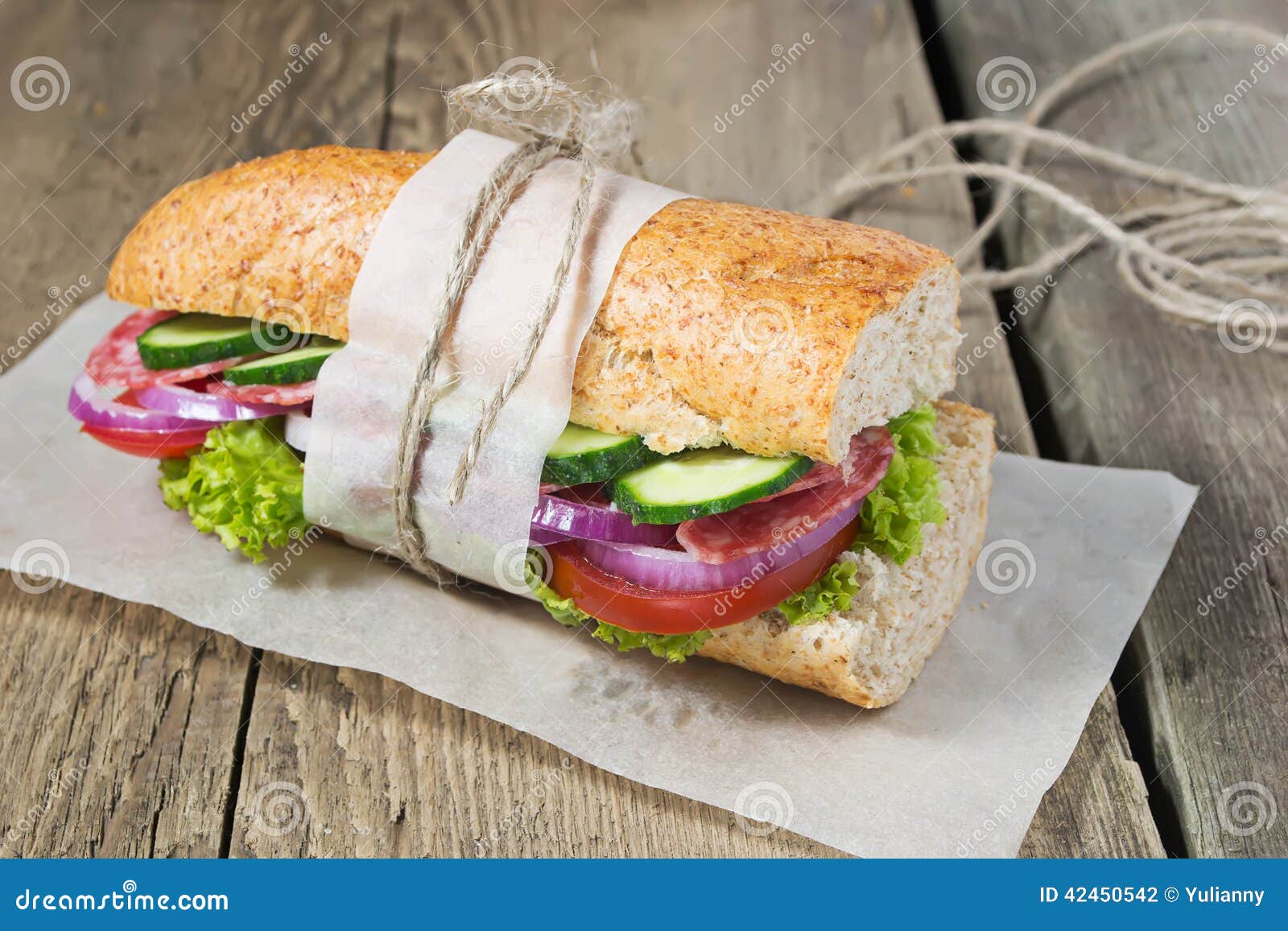 Sandwich with Salami, Tomato and Lettuce Stock Photo Image of napkin