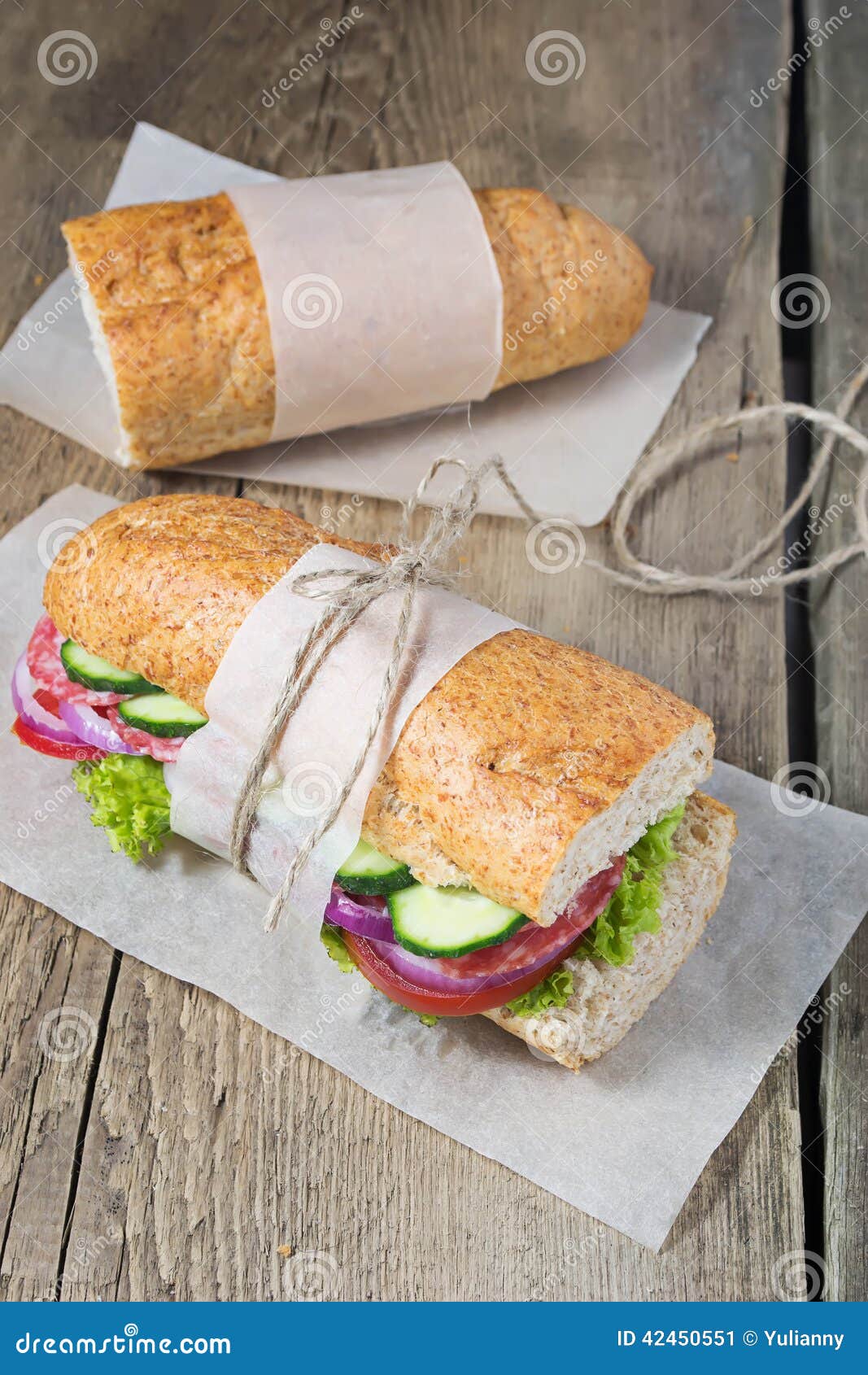 Sandwich with Salami, Tomato and Lettuce Stock Image Image of tasty