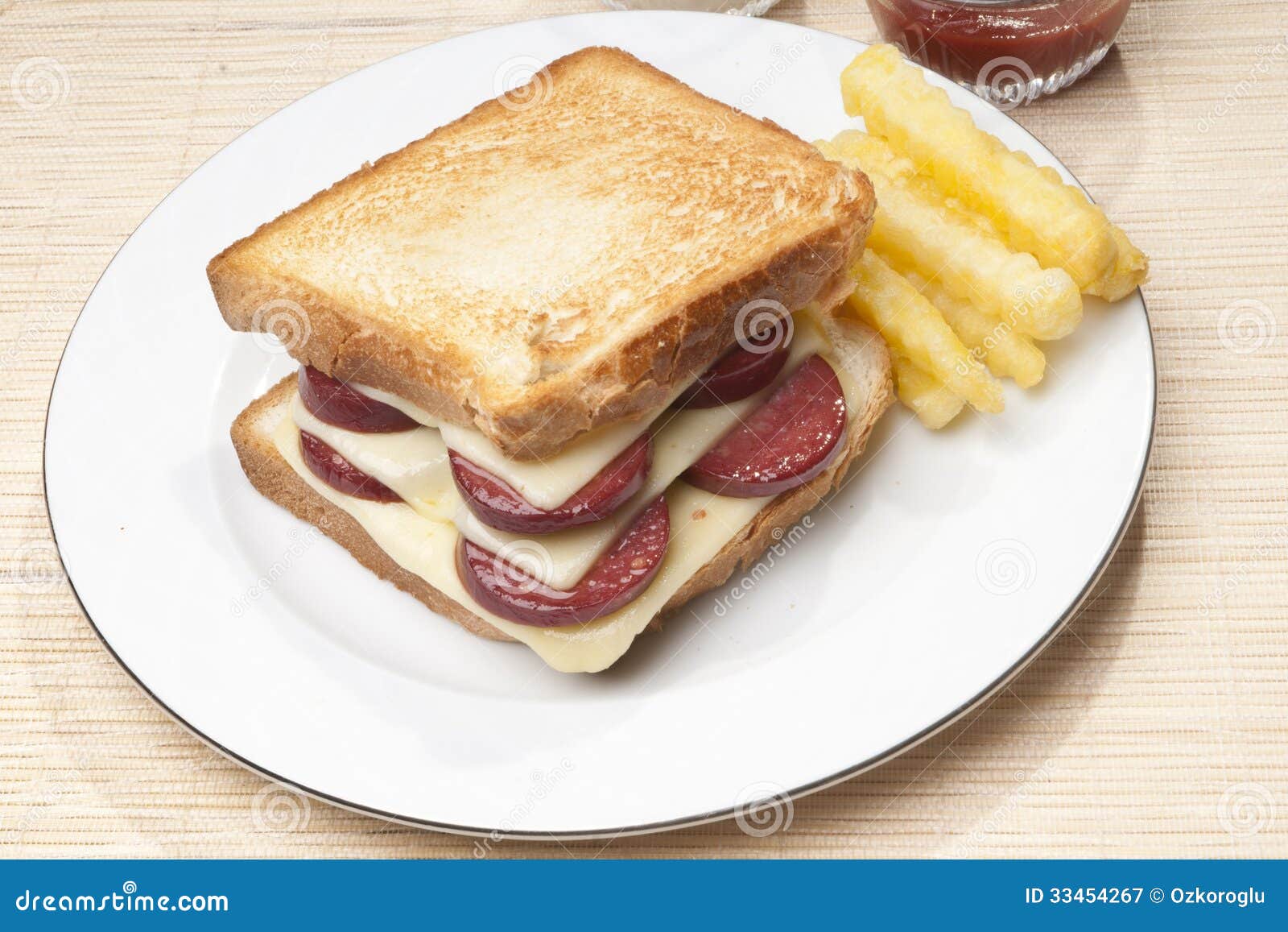 Sandwich with Sausage and Cheese Stock Image Image of italy, plate