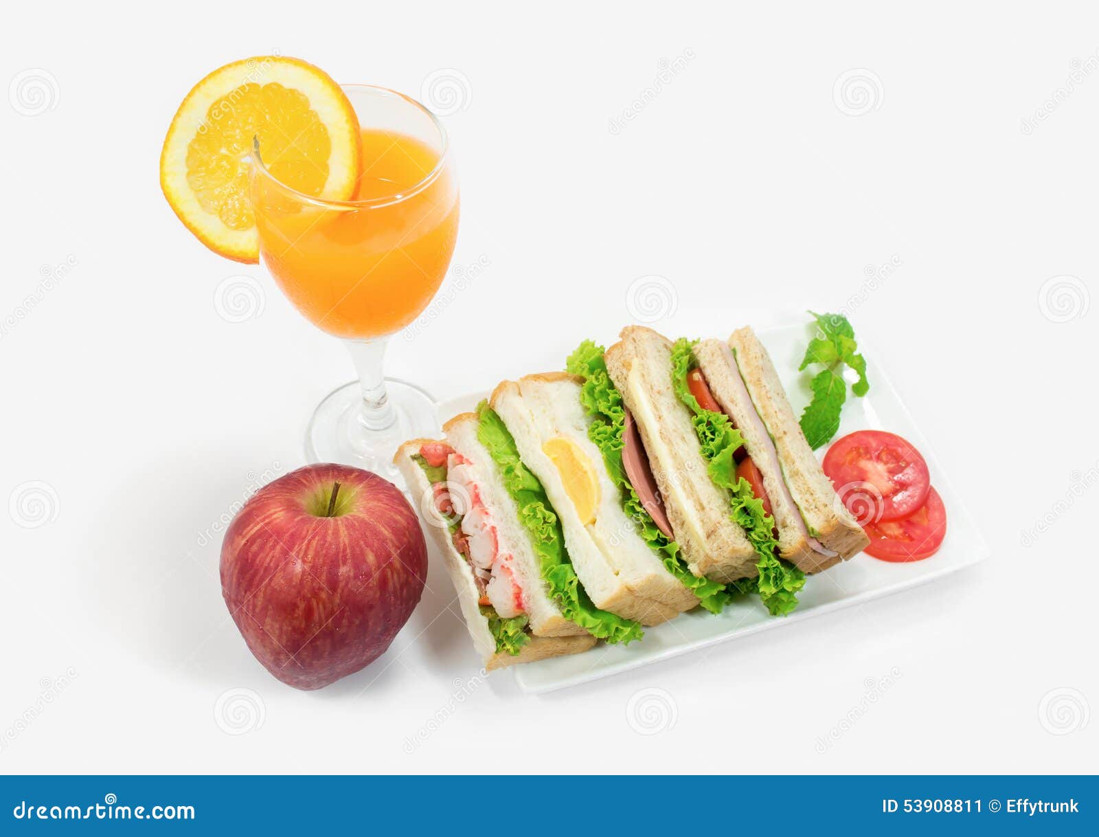 Sandwich Set with Apple and Orange Juice Stock Image Image of juice