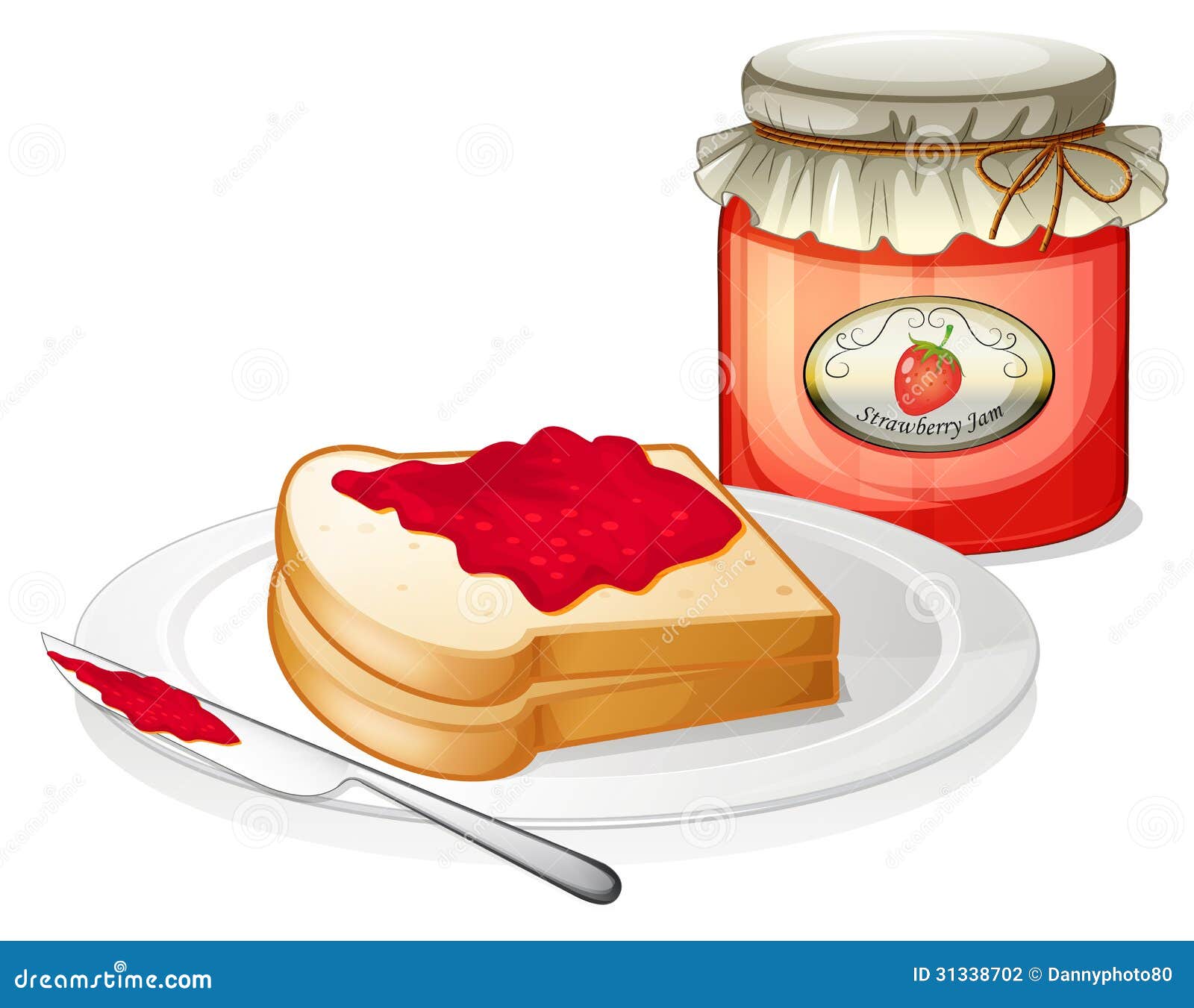A Sandwich with a Stawberry Jam Stock Vector Illustration of metallic
