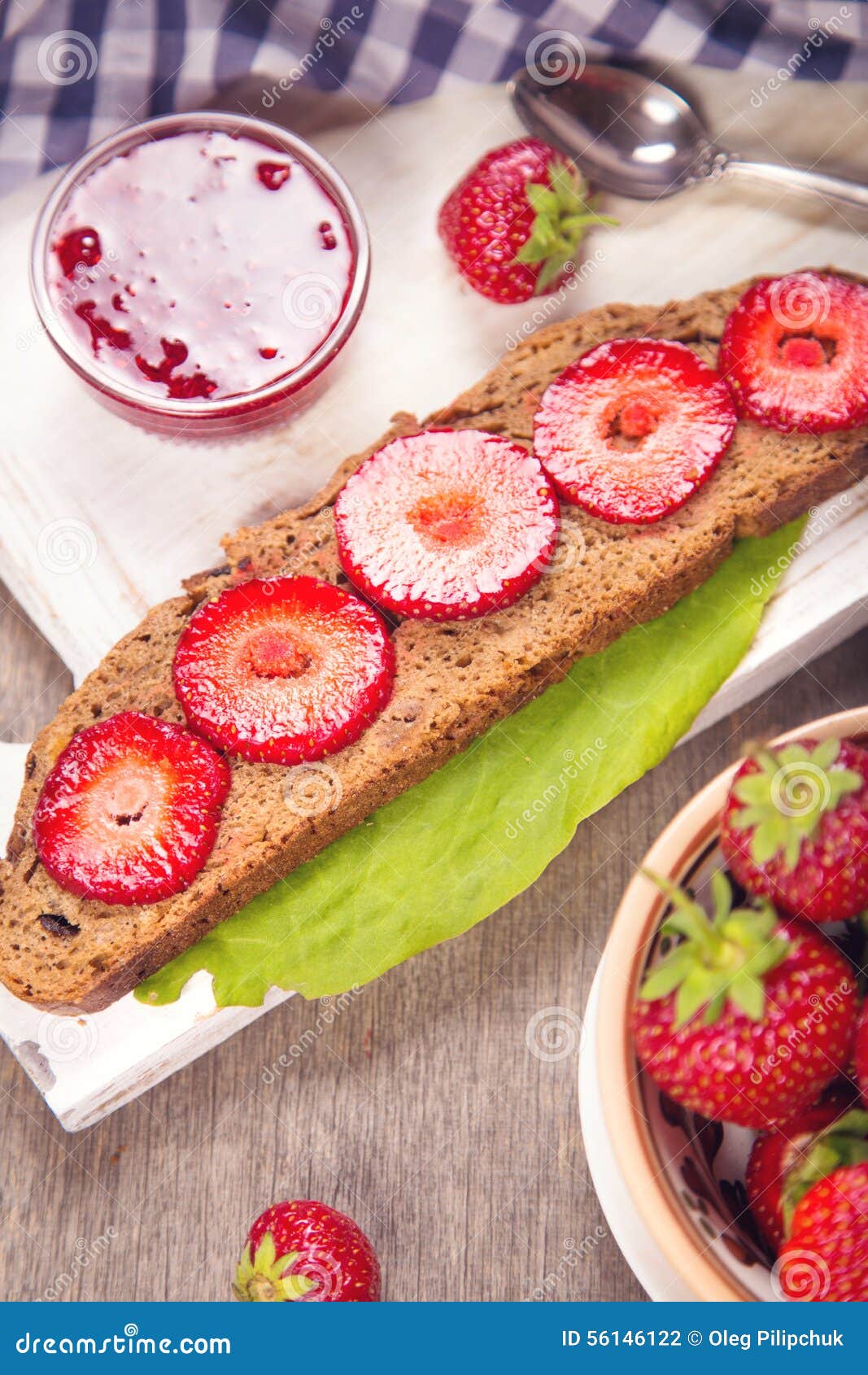 Sandwich with strawberry stock photo. Image of sweet 56146122