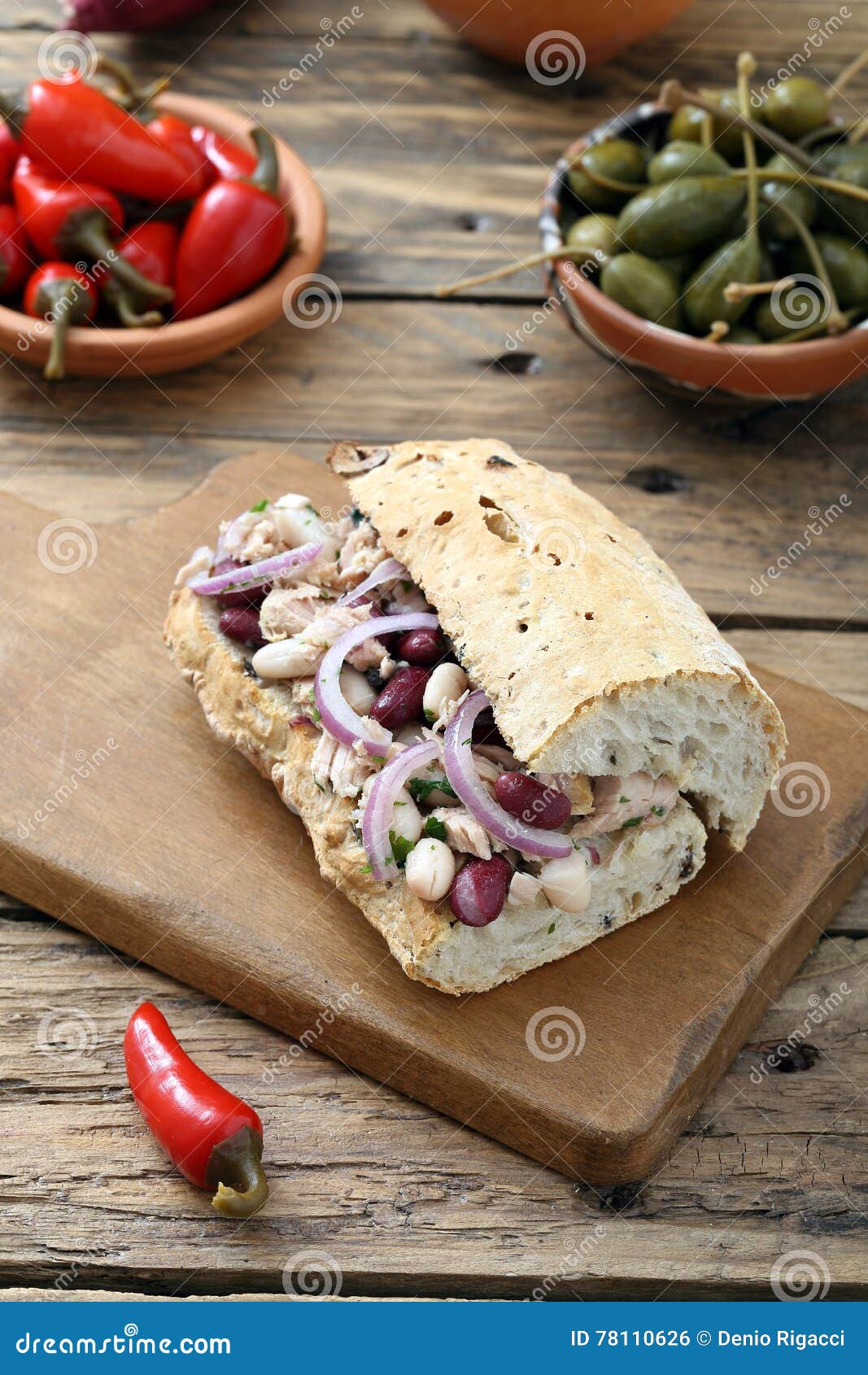 Sandwich with Tuna Onion and Beans Stock Photo Image of breakfast