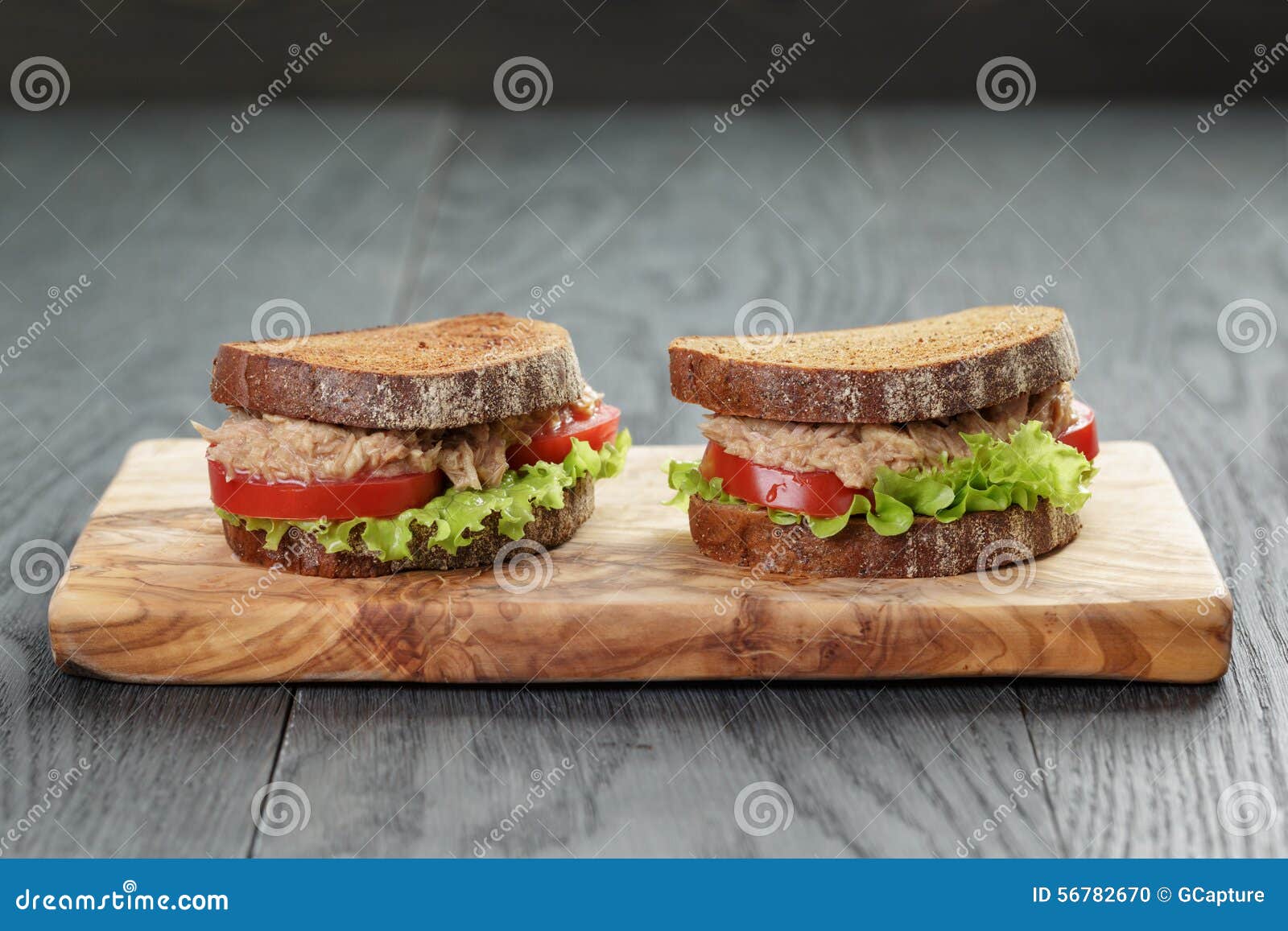 Sandwich with Tuna and Vegetables on Rye Bread Stock Photo Image of