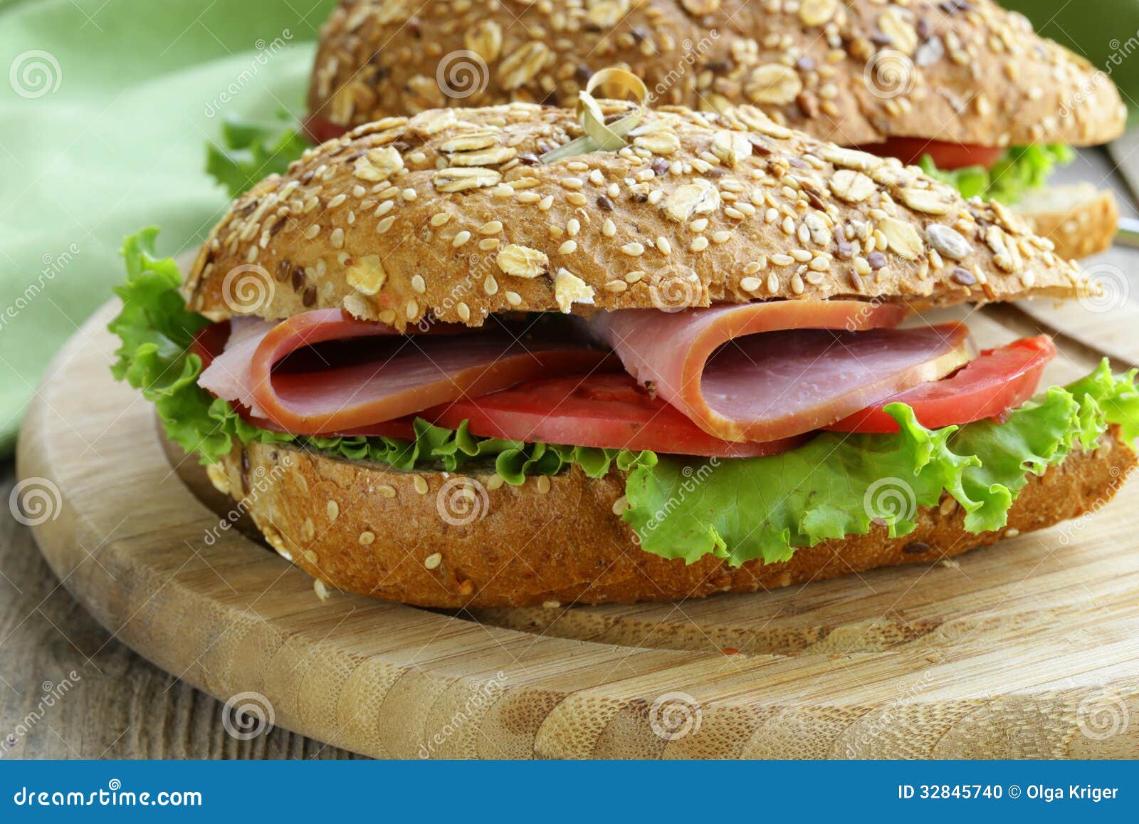 Sandwich Of Wholemeal Bread With Ham Stock Photo Image 32845740