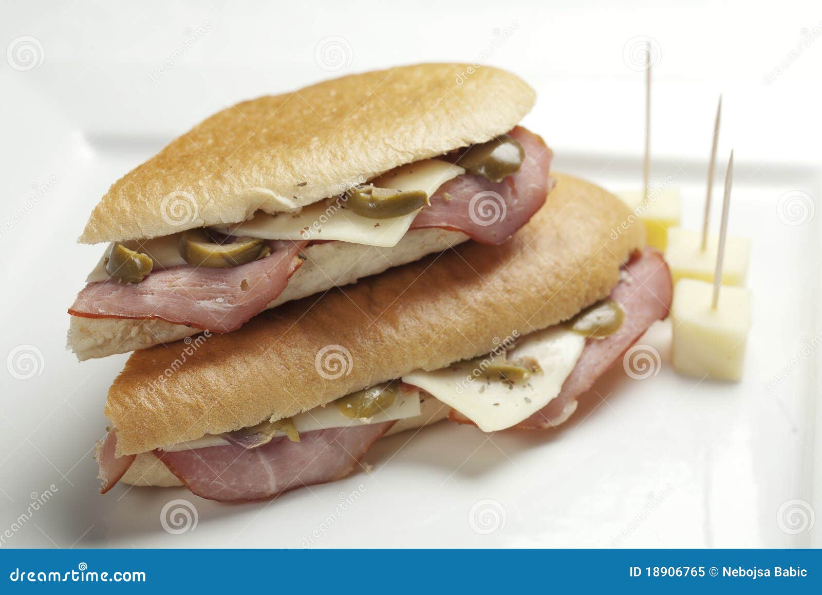 Sandwiches with Ham Cheese and Olives Stock Image Image of sliced