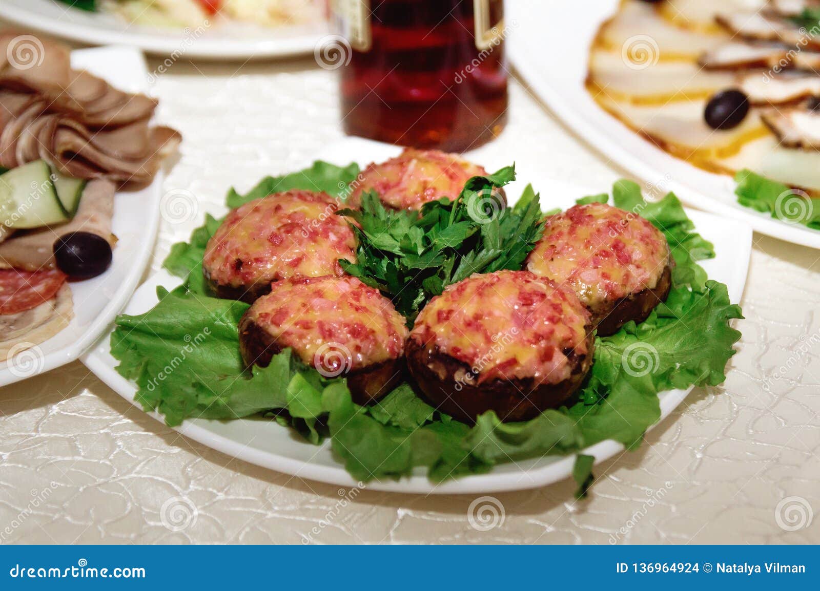 Sandwiches with Meat Pate and Herbs Lie on a Dish Stock Photo - Image ...