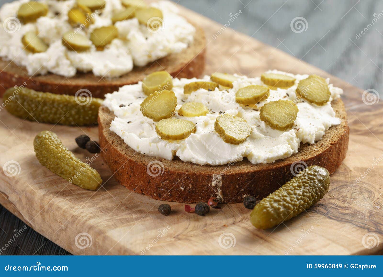 Sandwiches with Rye Bread, Cream Cheese and Stock Image Image of