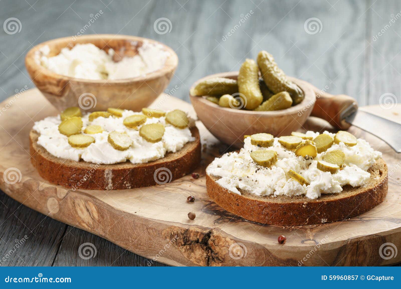 Sandwiches with Rye Bread, Cream Cheese and Stock Image Image of
