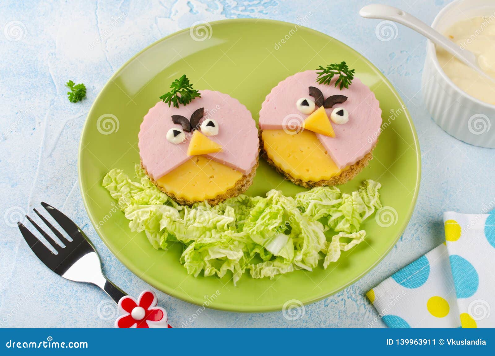 Sandwiches with Sausage and Cheese Angry Birds Stock Image - Image of ...