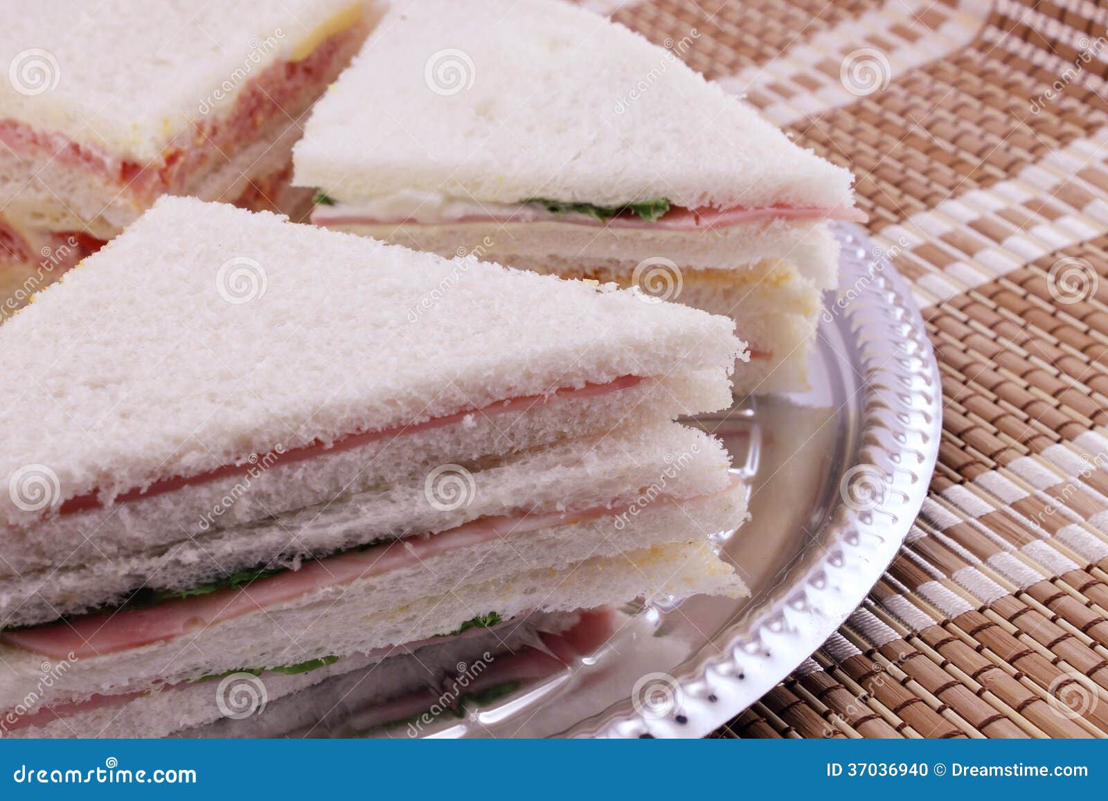 Sandwiches on a Silver Tray Stock Photo Image of lettuce, lunch 37036940