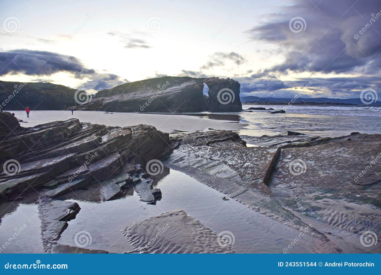 sandy beach with large rocks . praia de augas santas