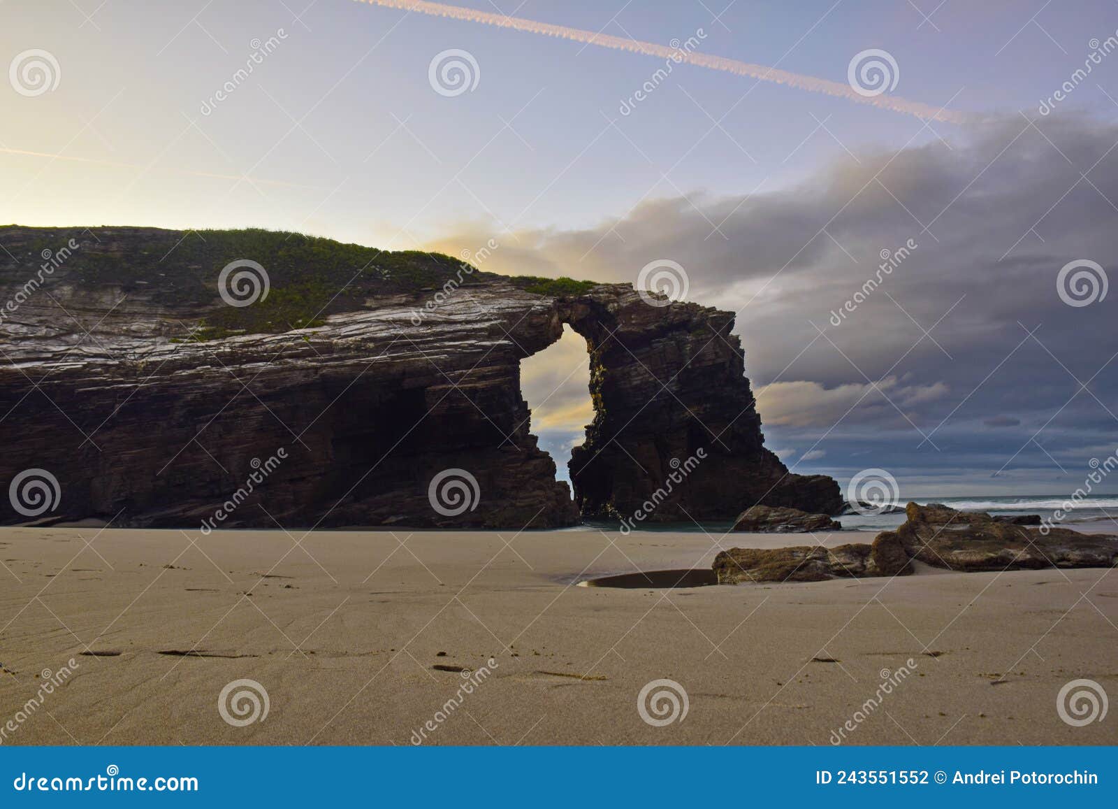 sandy beach with large rocks . praia de augas santas