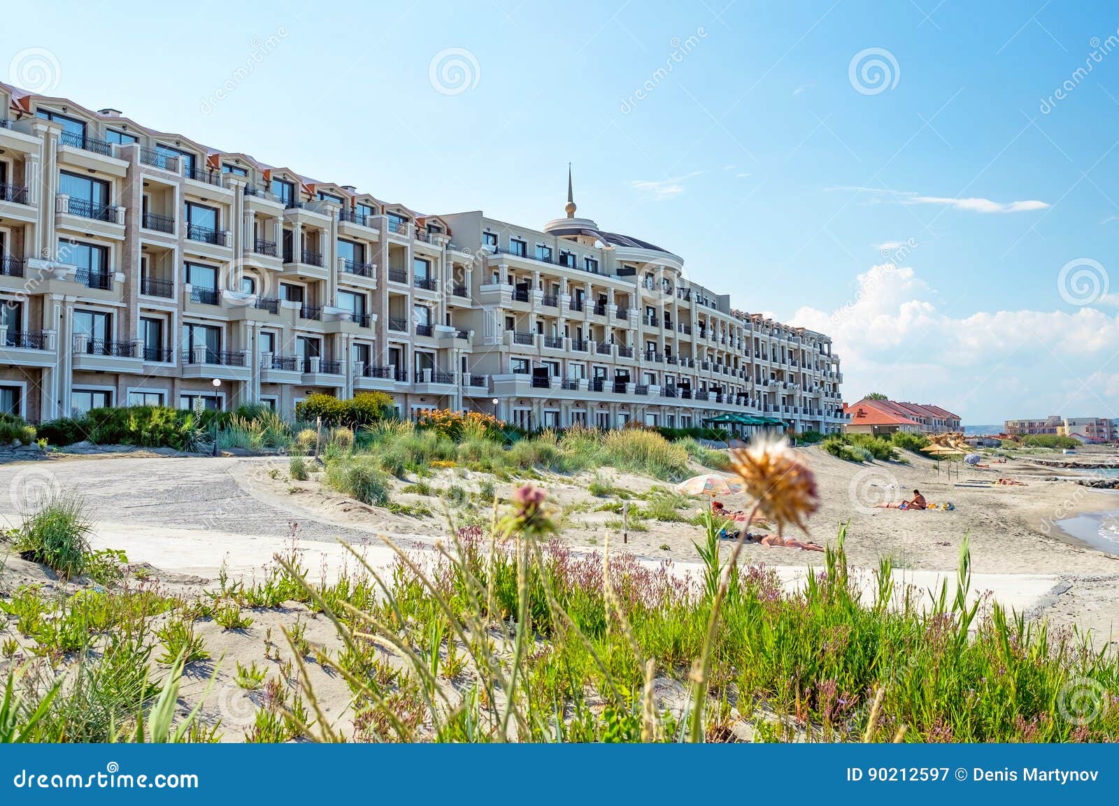 Sandy beach hotel editorial photography. Image of building 90212597
