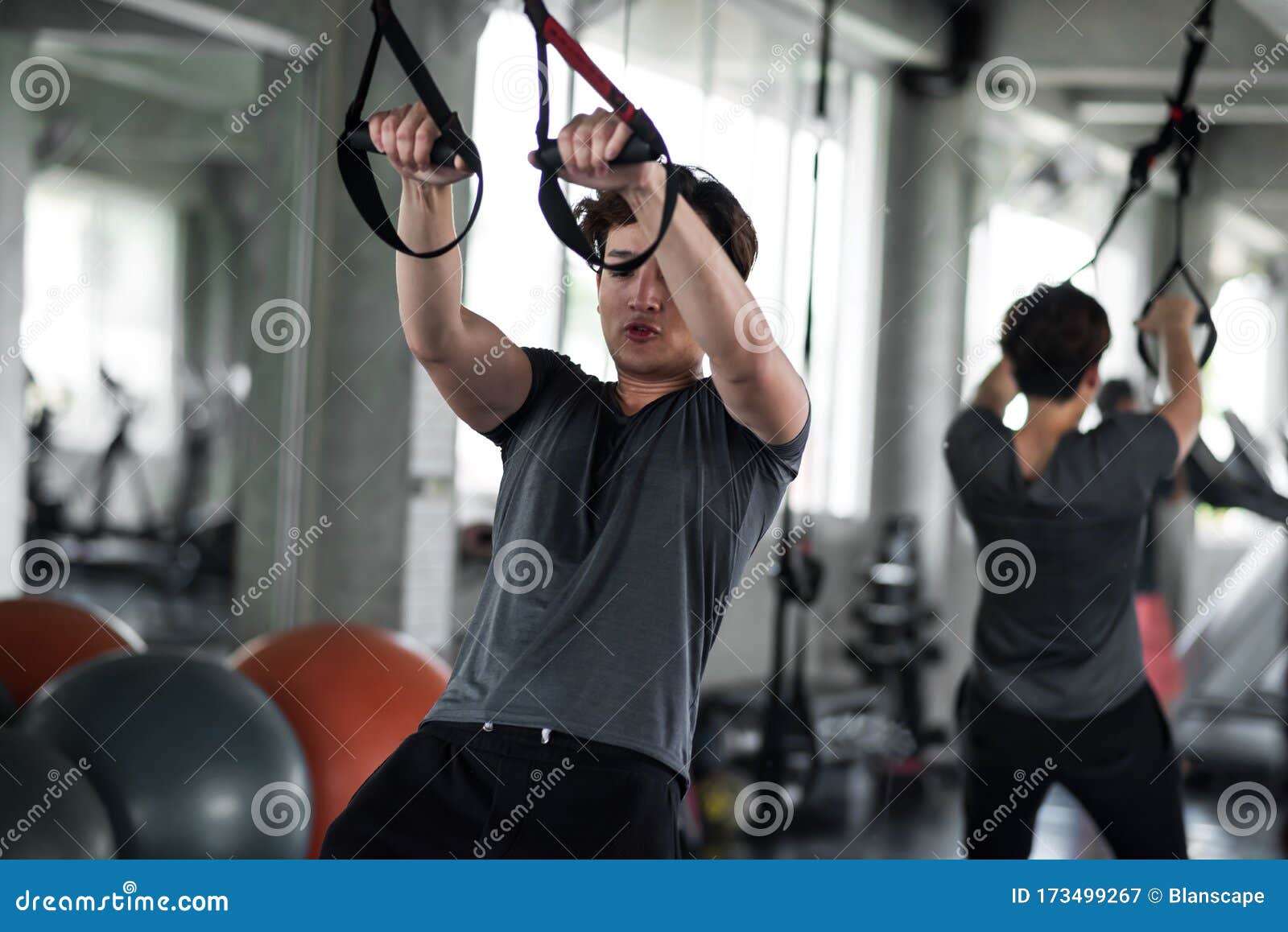 Sangles D'exercice Pour Les Muscles Abdominaux Dans La Salle De Sport Image  stock - Image du humain, adulte: 173499267