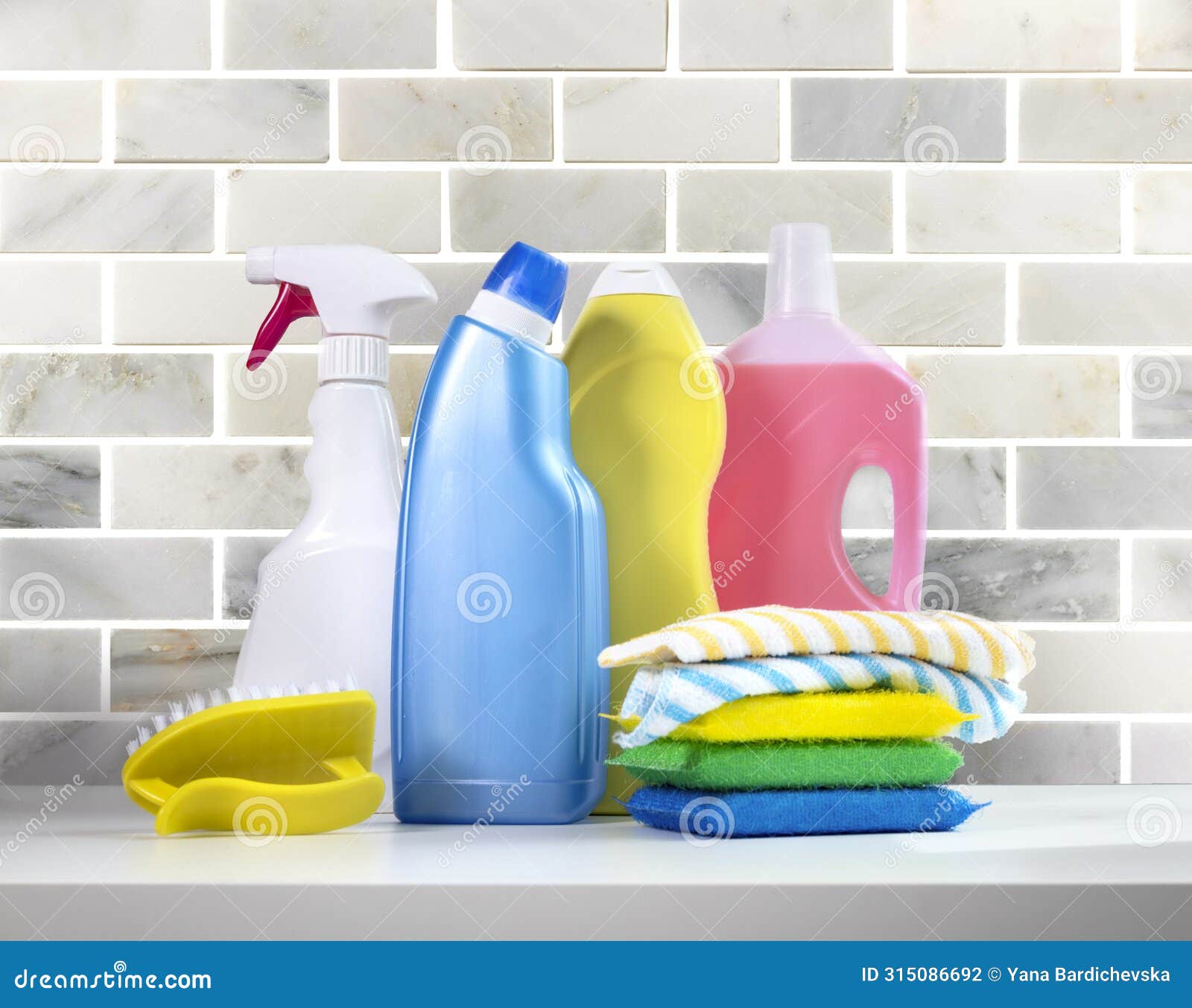 sanitary items,cleaners.colorful plastic sanitizing bottles.desinfectants