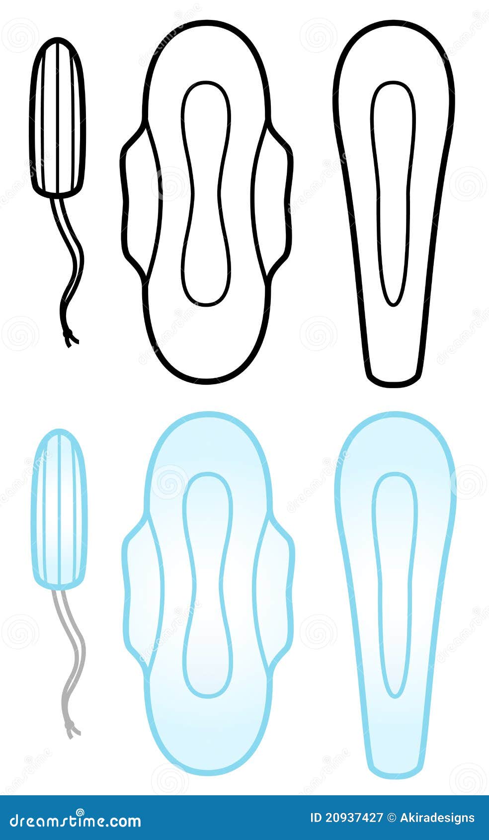 Sanitary tampon and towel stock vector. Illustration of isolated 20937427