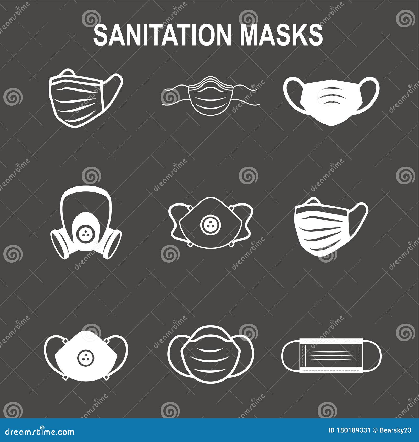 sanitation and protection facemask ppe icon set w respiratory face masks