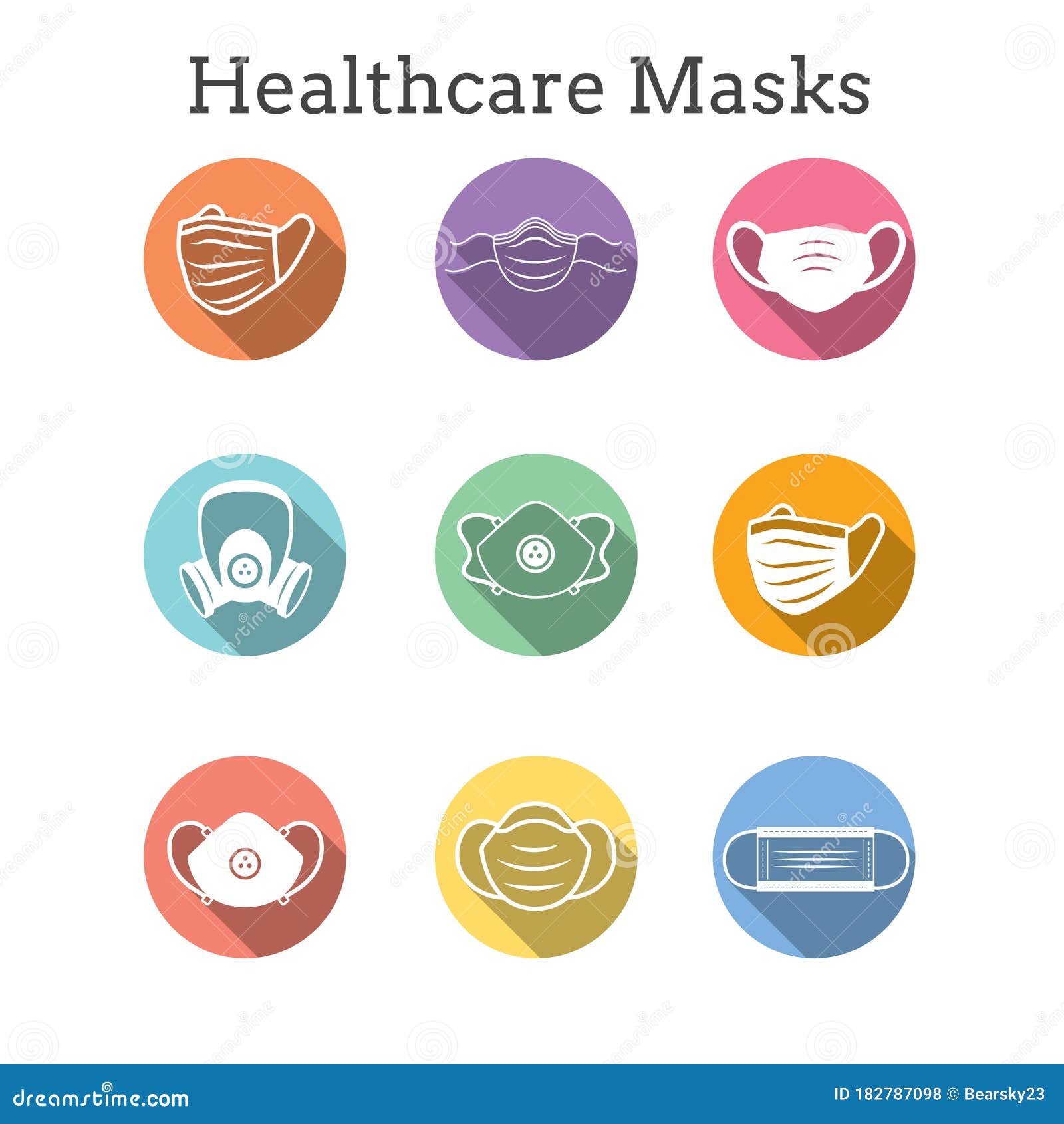 sanitation and protection facemask ppe icon set w respiratory face masks