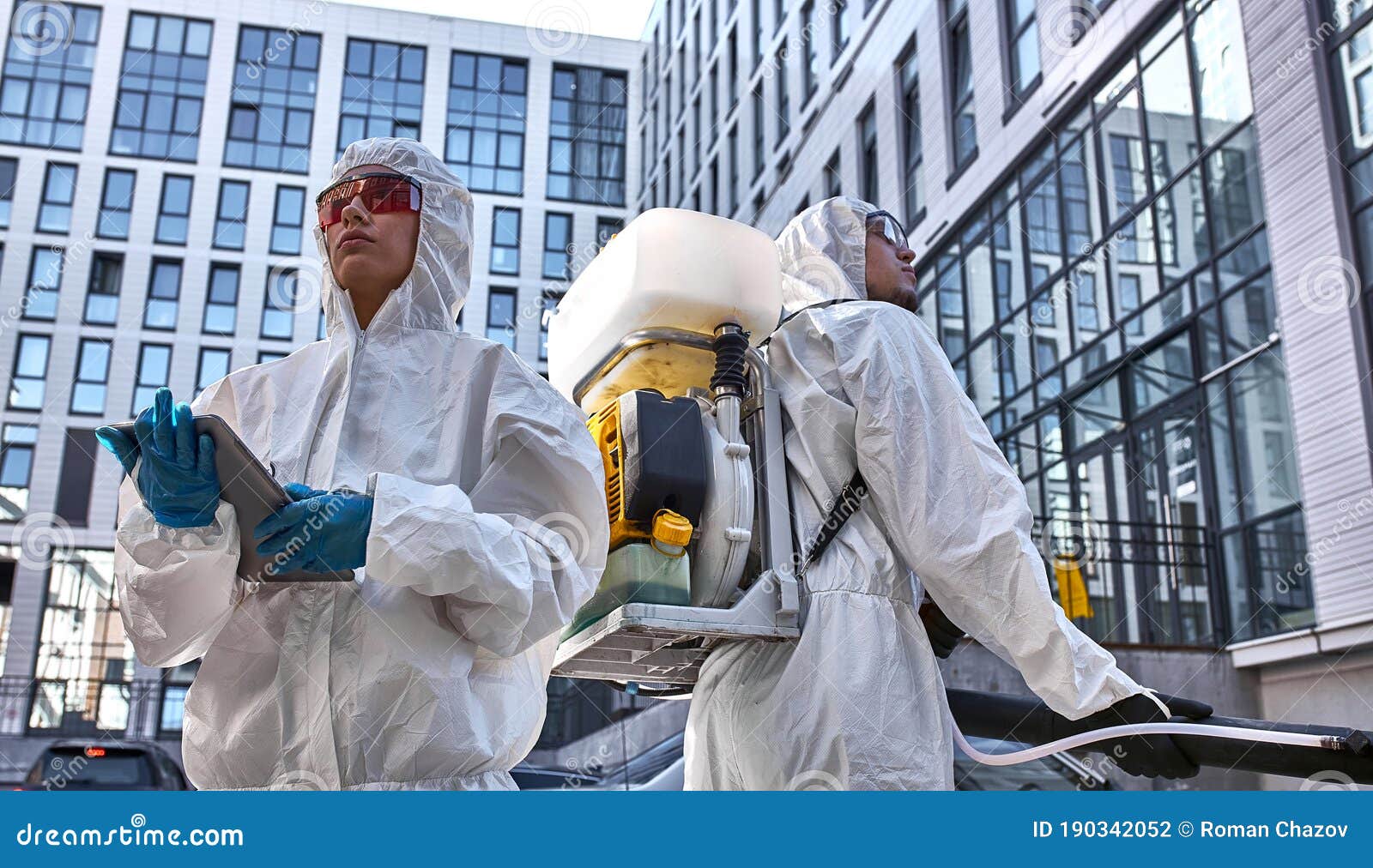 Sanitation Service Work Back To Back Stock Photo Image of bacteria