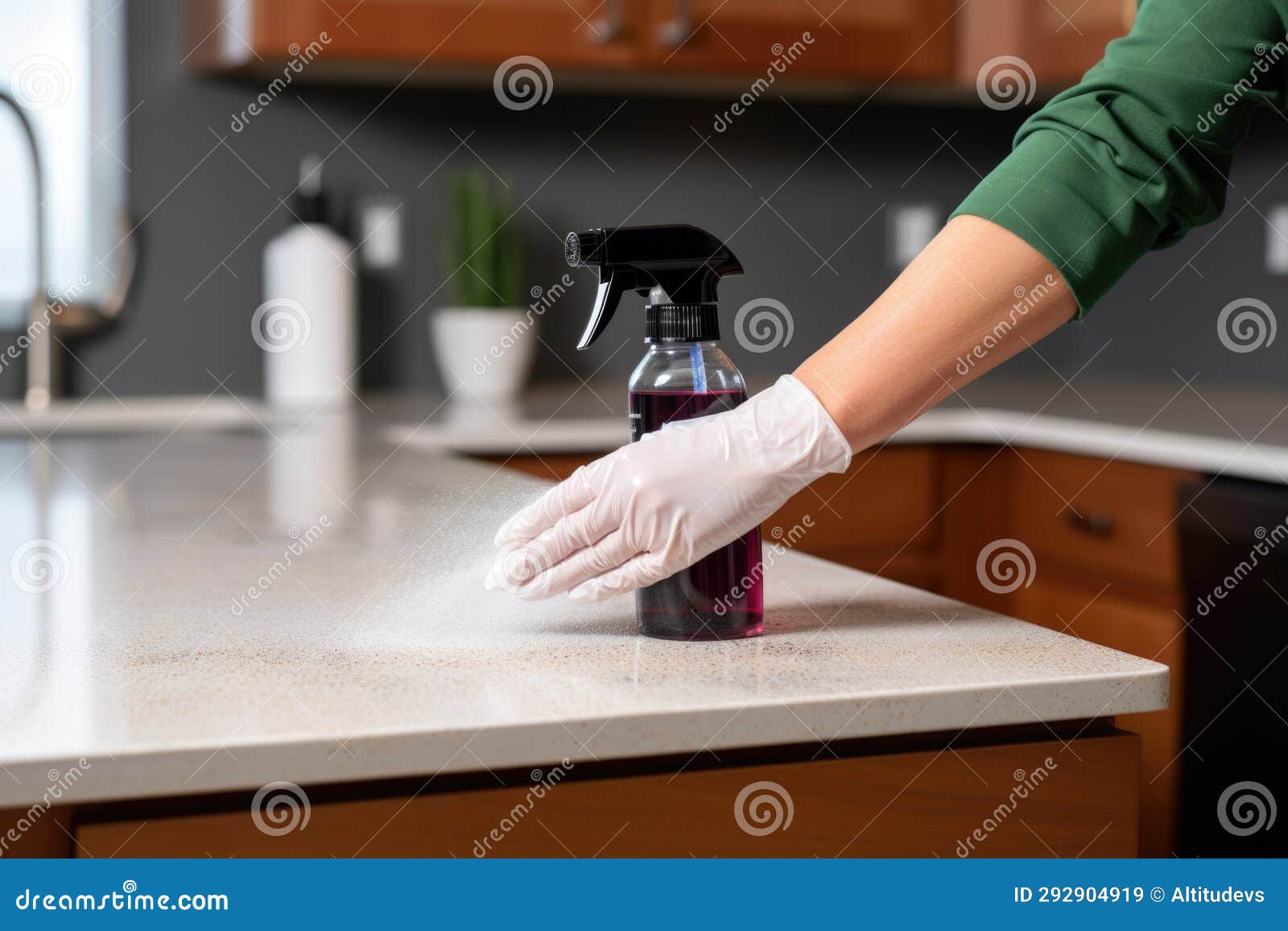 Sanitizing Spray on a Granite Countertop Stock Illustration