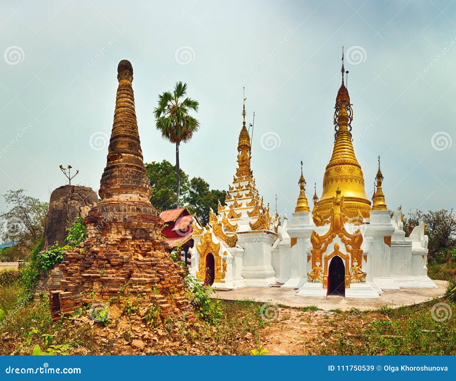 sankar pagoda. stupa on the foreground. shan state. myanmar. pan