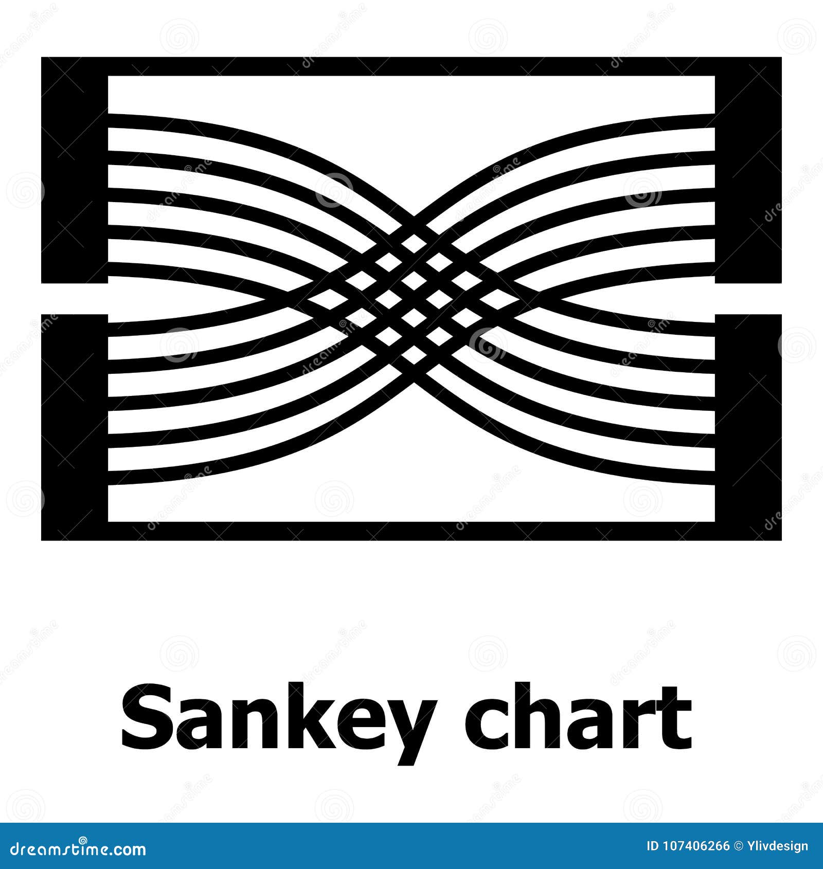 sankey chart icon, simple style.