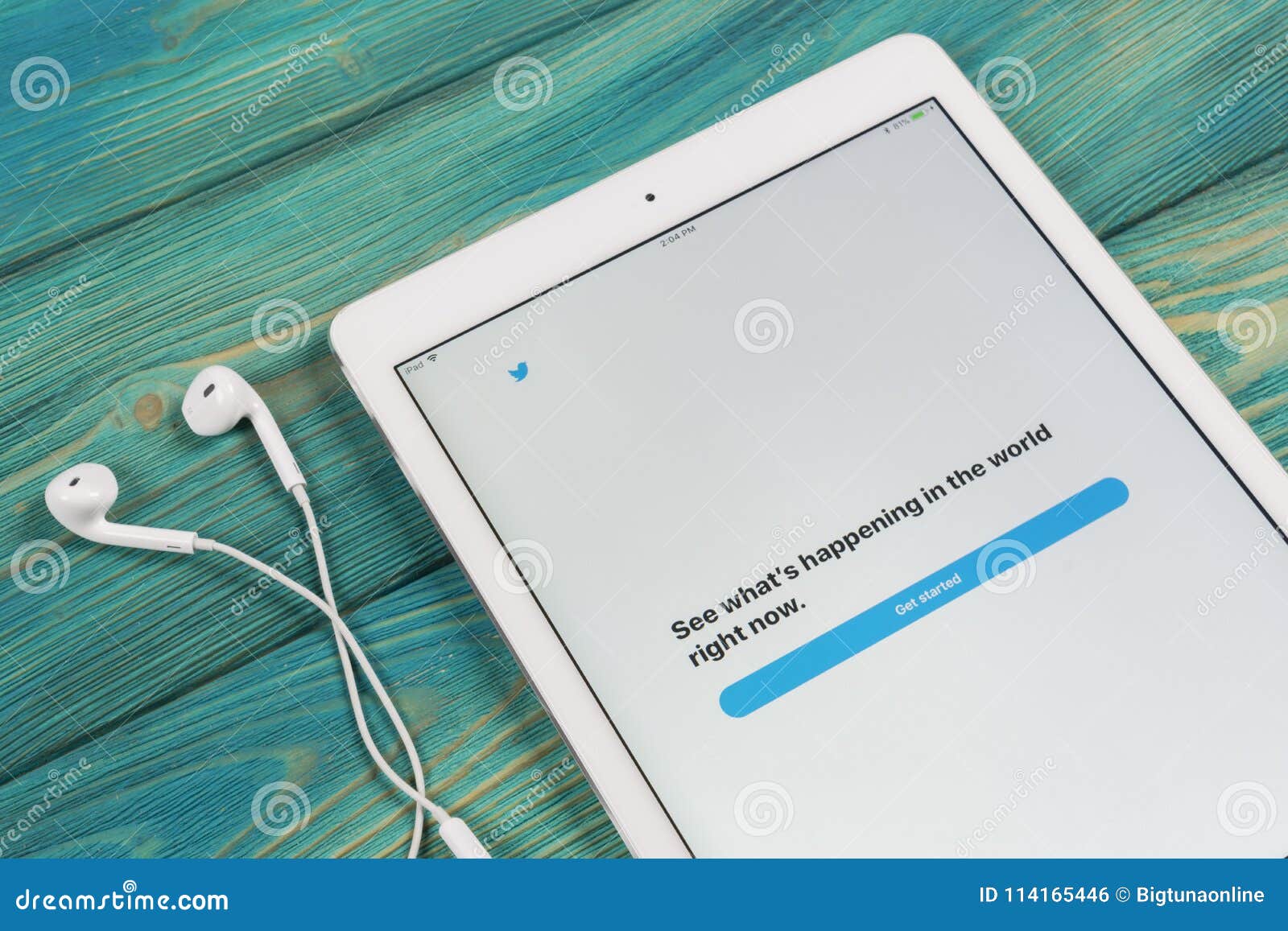Twitter Application Icon on Apple IPad Smartphone Screen Close-up