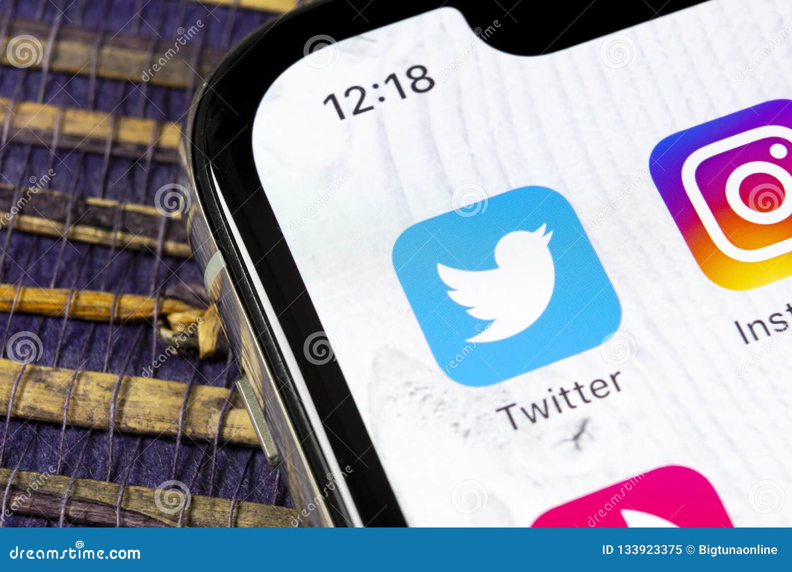 Twitter Application Icon on Apple IPhone X Smartphone Screen Close-up