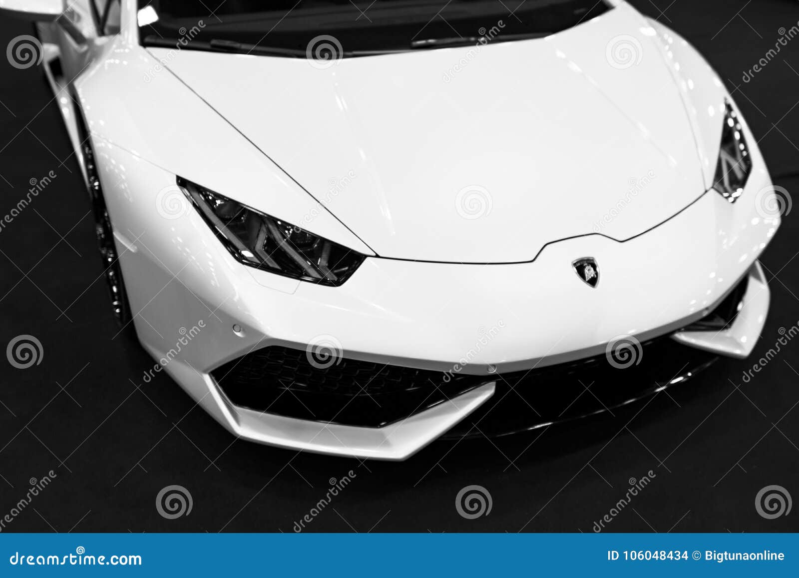 Front View of a White Luxury Sport Car Lamborghini Huracan LP 610-4. Car  Exterior Details. Black and White Editorial Stock Image - Image of  editorial, exhibition: 106048434