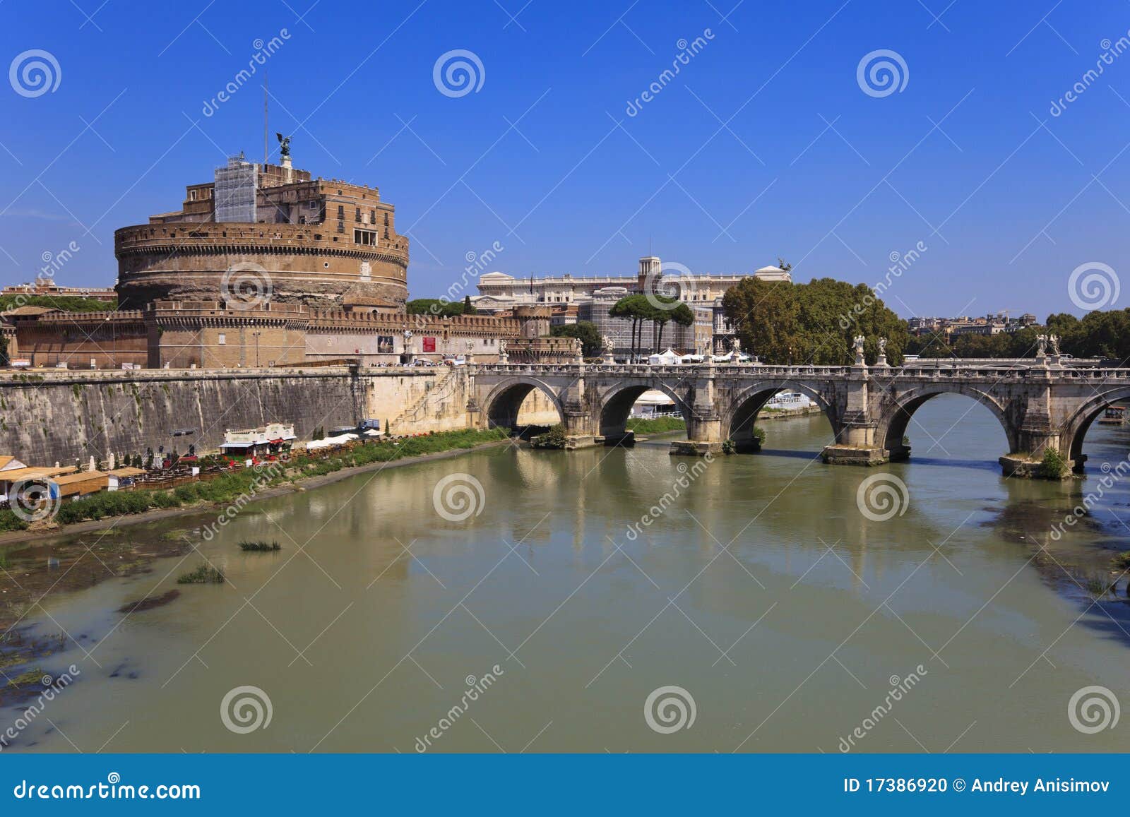 sant angelo castle and bridge in rome, italia.