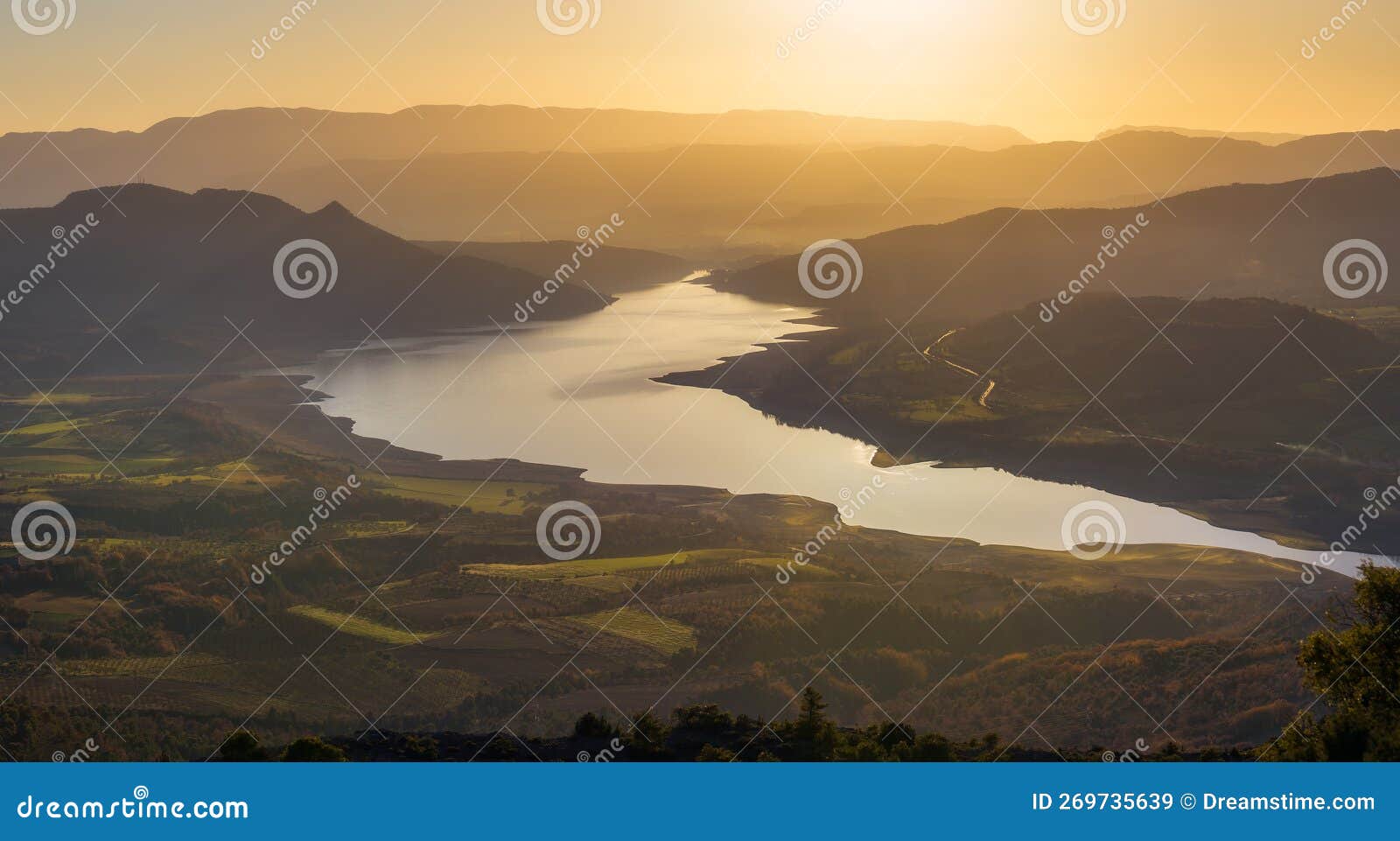 sant antoni reservoir at sunset, pobla de segur