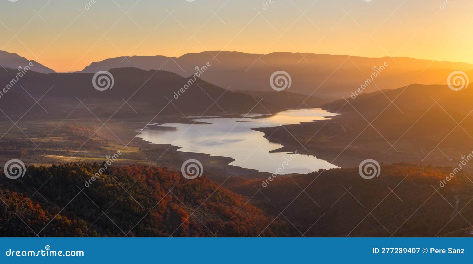 sant antoni reservoir at sunset, pobla de segur