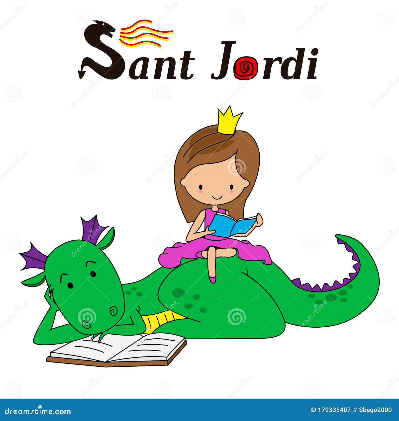 Sant Jordi Traditional Festival of Catalonia Spain. Stock Vector ...