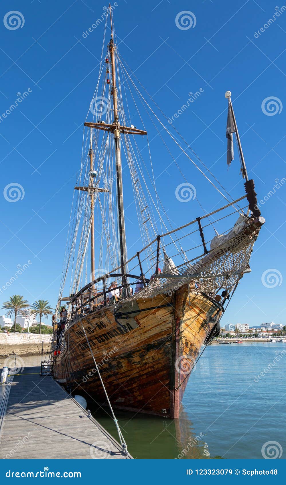 Santa Bernarda, a Popular Pirate Boat in Portimao Taking Around the Coast To See the Caves. Editorial Stock Image - Image of sail, pirate: 123323079