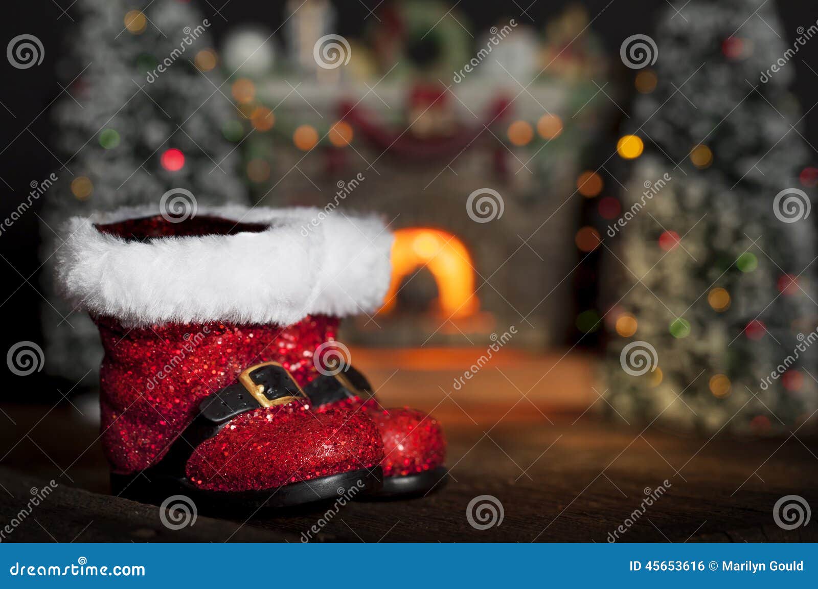 Santa Boots Fireplace stock photo. Image of boots, gould - 45653616