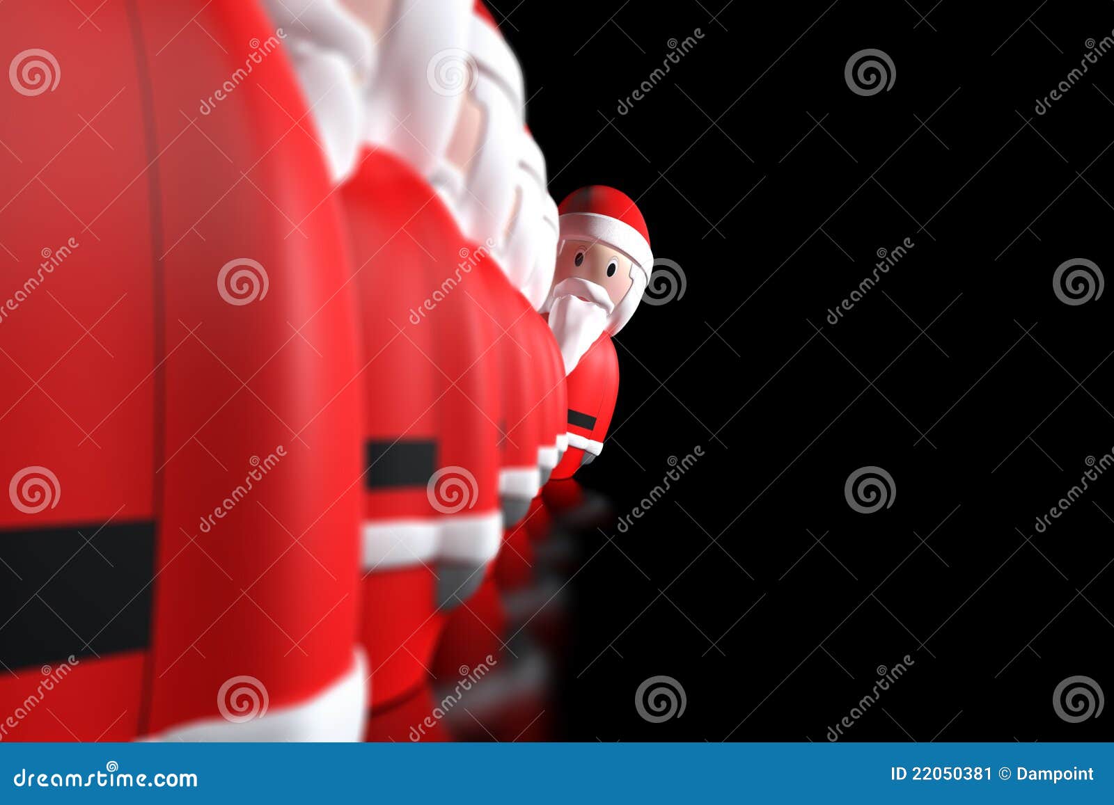 santa claus 3d aligned on a black background